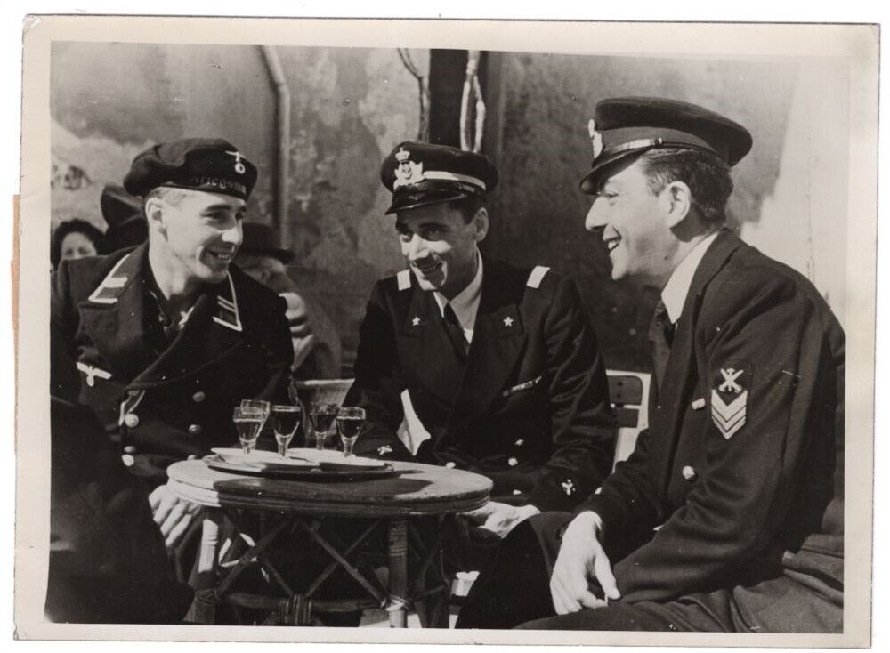 1943 German and Italian Naval Personnel Chatting About Weeks Events News Photo