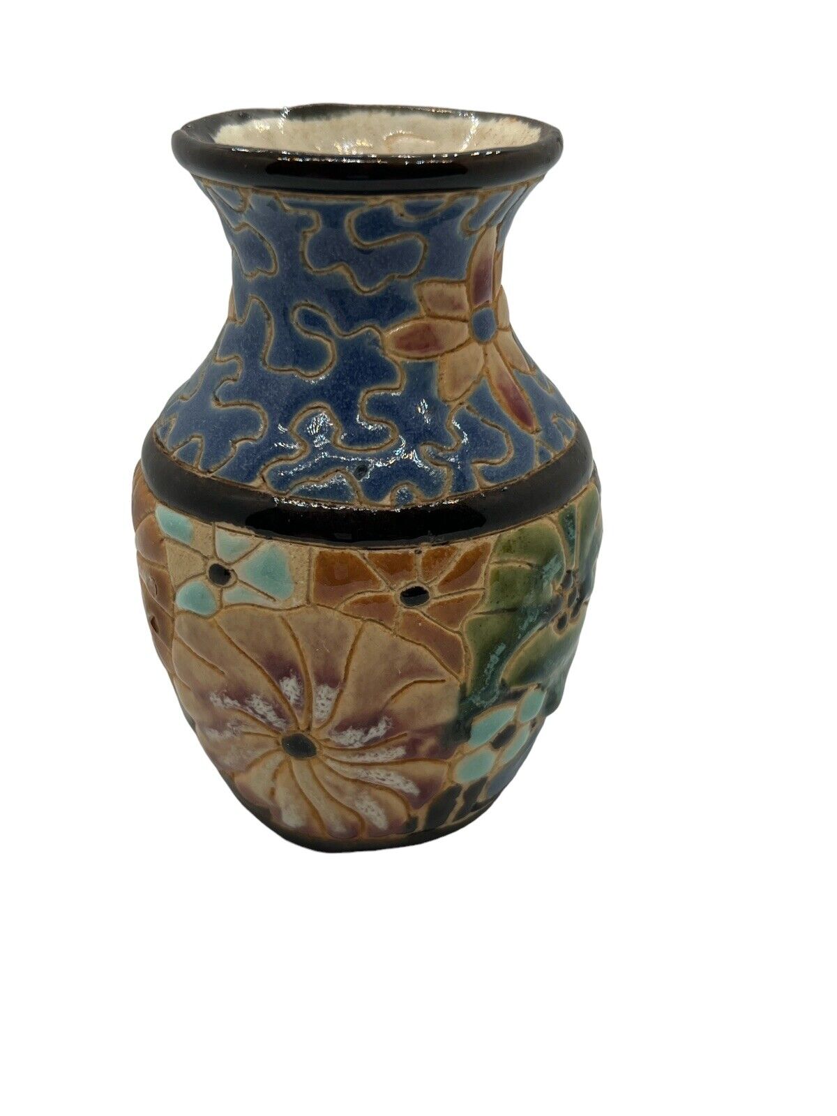 Asian Oriental Vase Hand Painted 3.75” Vintage South Viet Nam