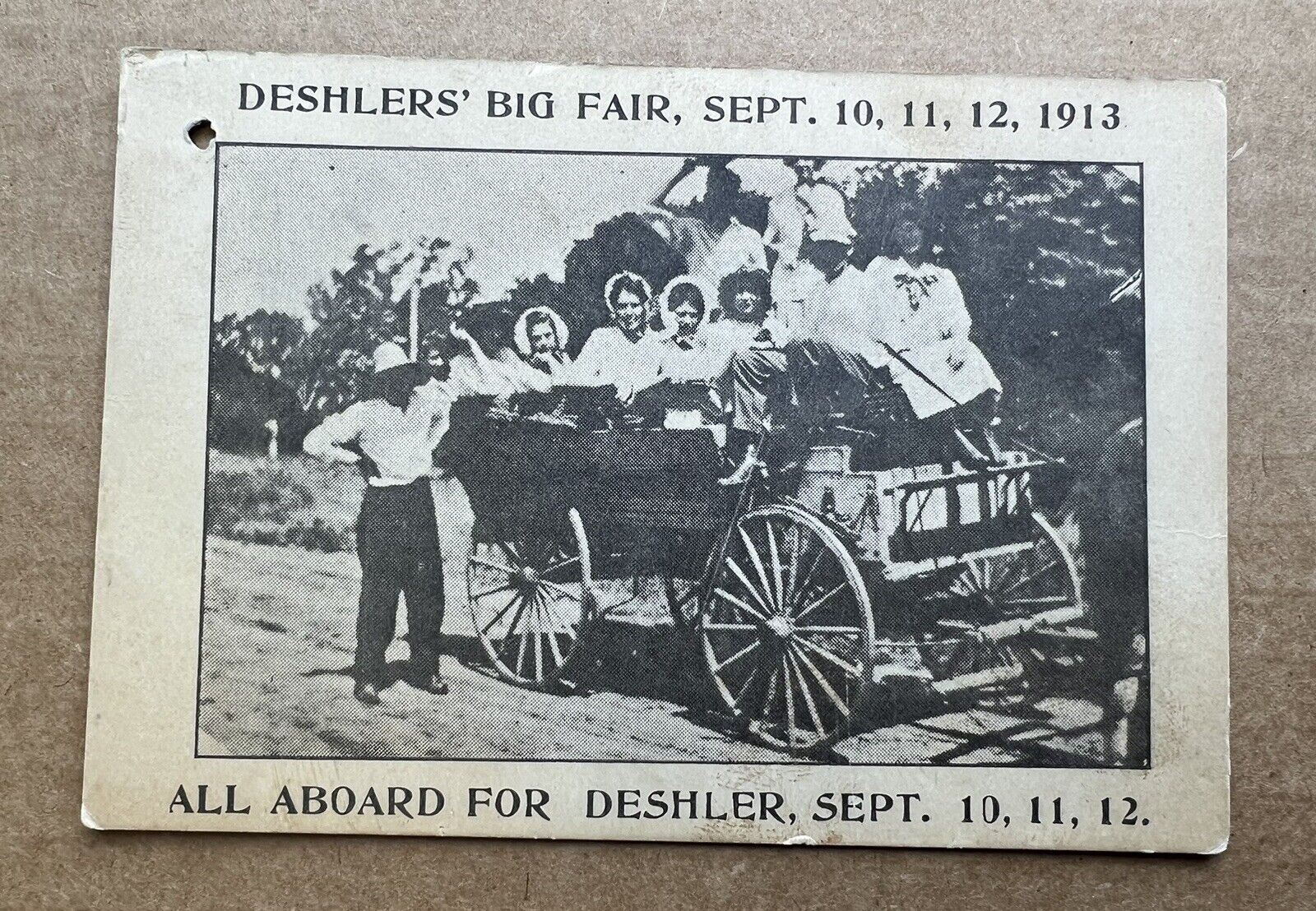 Deshler Nebraska Postcard 1913 County Fair Advertisment Real Photo Horse Wagon