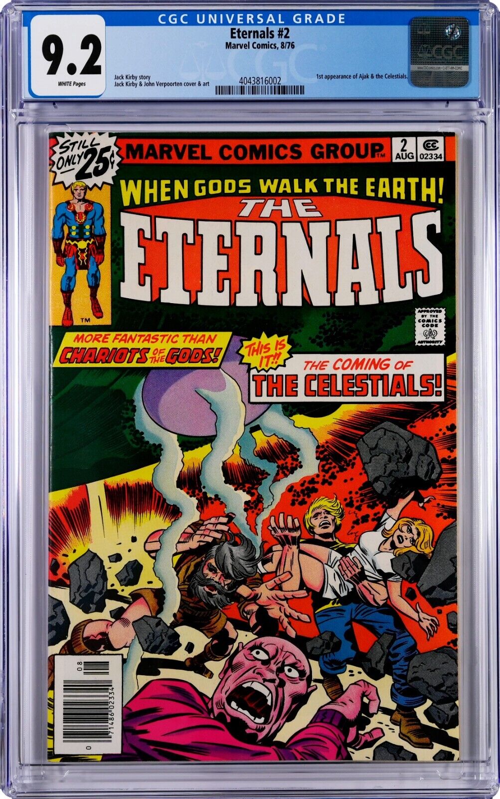 Eternals #2 CGC 7.0 (Aug 1976, Marvel) Jack Kirby, Celestials app. & 1st Ajak