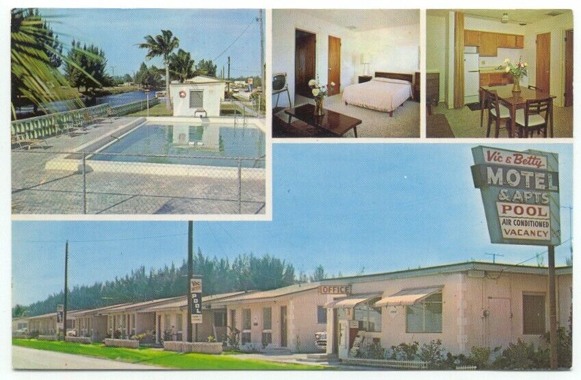 Hialeah FL Vic & Betty Motel Vintage Postcard Florida