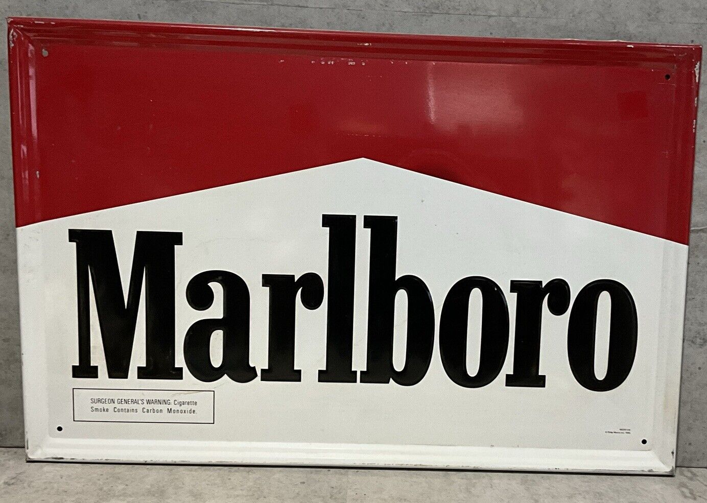 Vintage 1995 Tin Metal Marlboro Sign Philip Morris Inc 23.5” x 15.5”