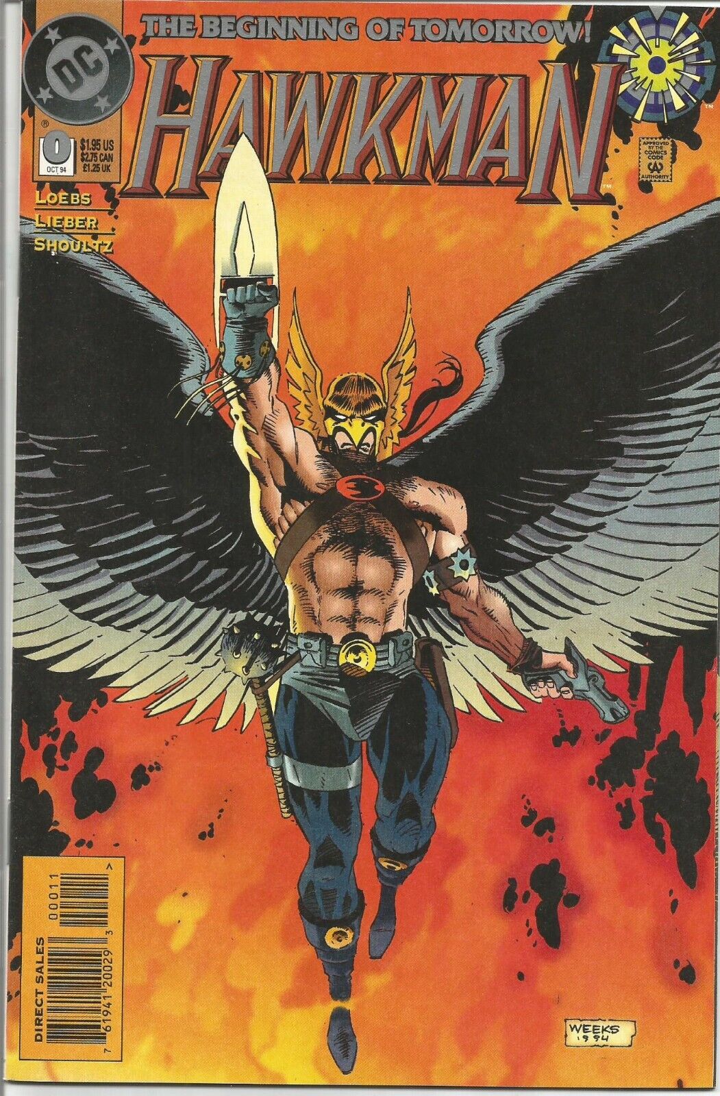 Hawkman #0 DC Comics 1994 Direct Edition VF/NM Sleeve and Board