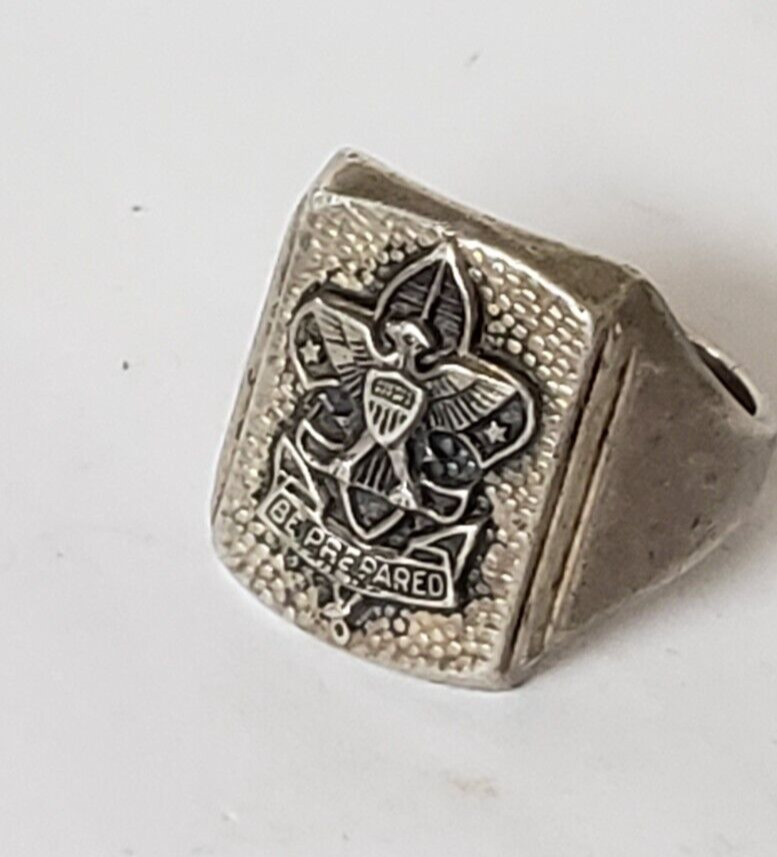 Vintage Sterling Silver Boy Scouts of America 1960s Be Prepared Ring Size 6