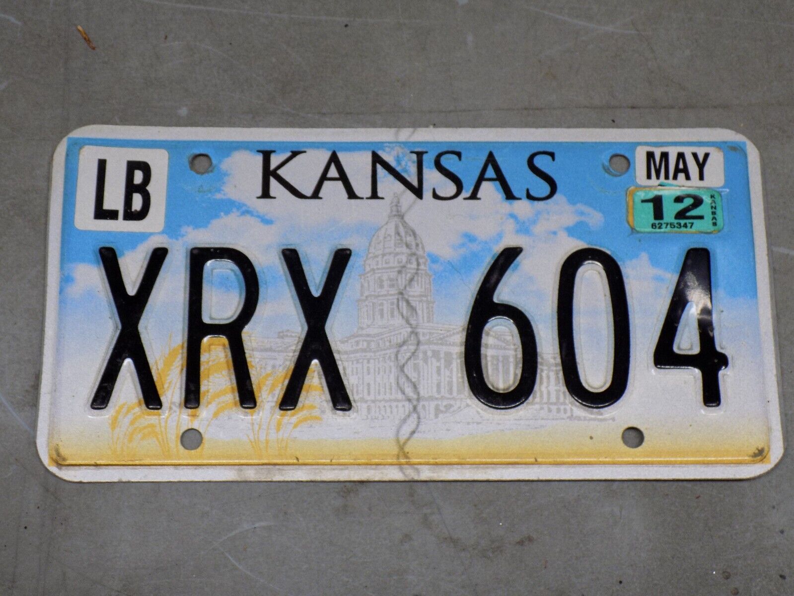 2012 Kansas License Plate XRX-604 State Capitol ~FastFreeShip~