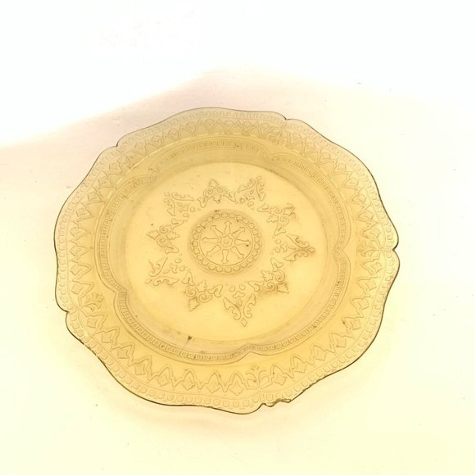 Vintage Yellow Depression Glass Round Large Platter Tray