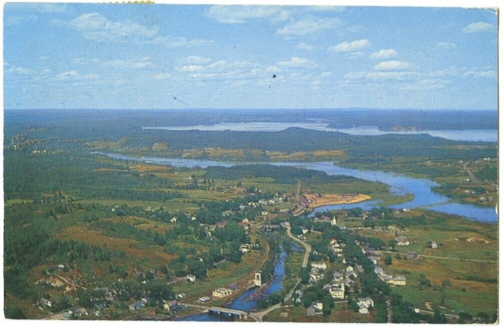 East Machias Me Gardiner Lake Aerial View Vintage Postcard Maine