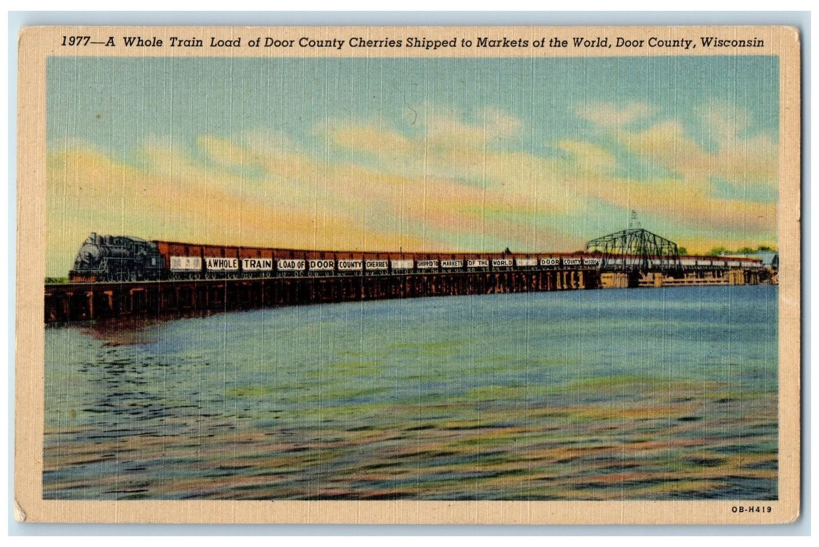 c1940\'s Whole Train Load Of Door County Ships To Market Door County WI Postcard