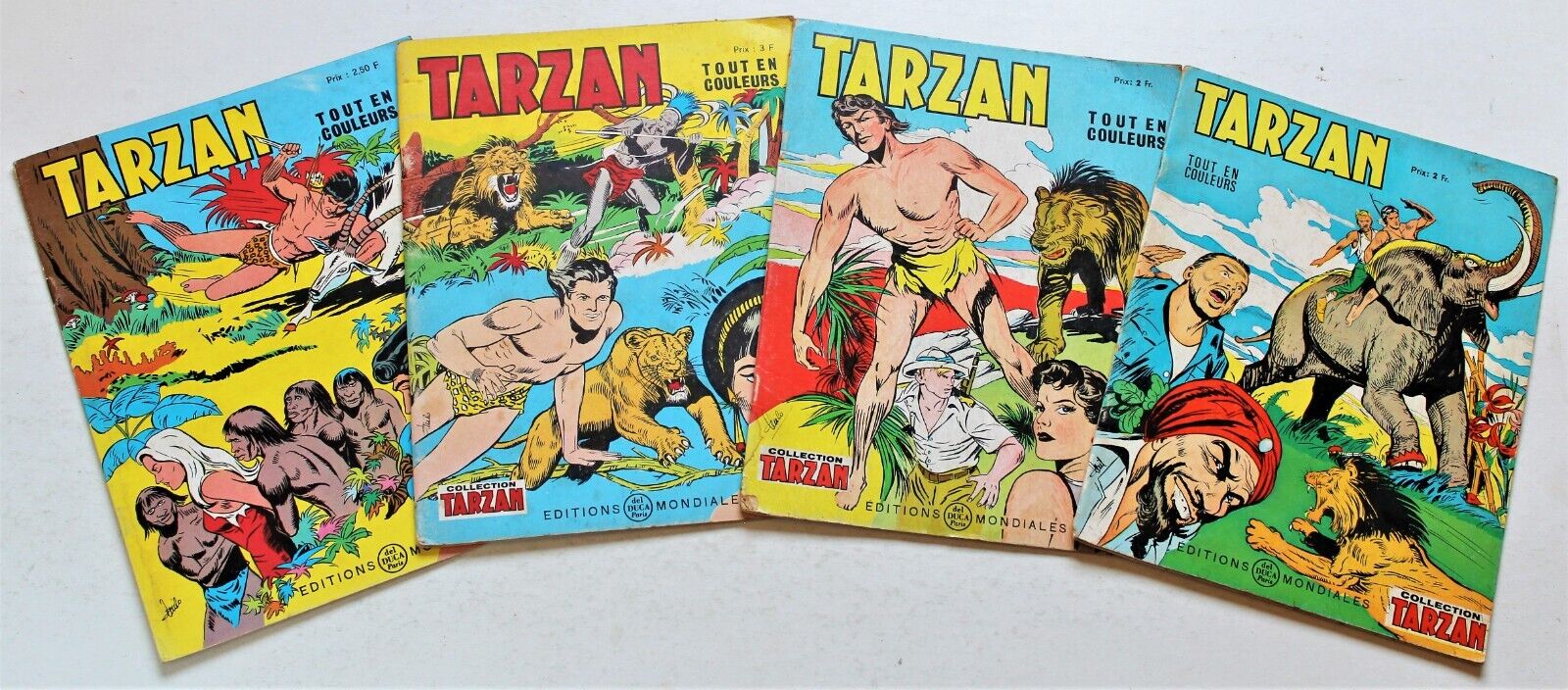 Vintage Rare Tarzan Tout En Couleurs Comic Old French Magazines Lot 4 Adventure
