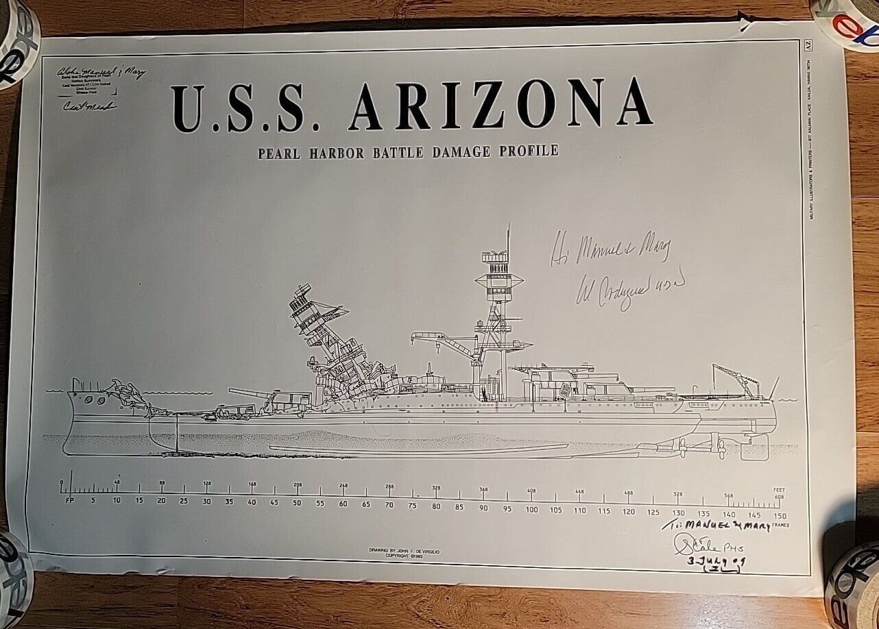 Pearl Harbor USS Arizona Battleship Damage Profile Poster by John Di Virgilio