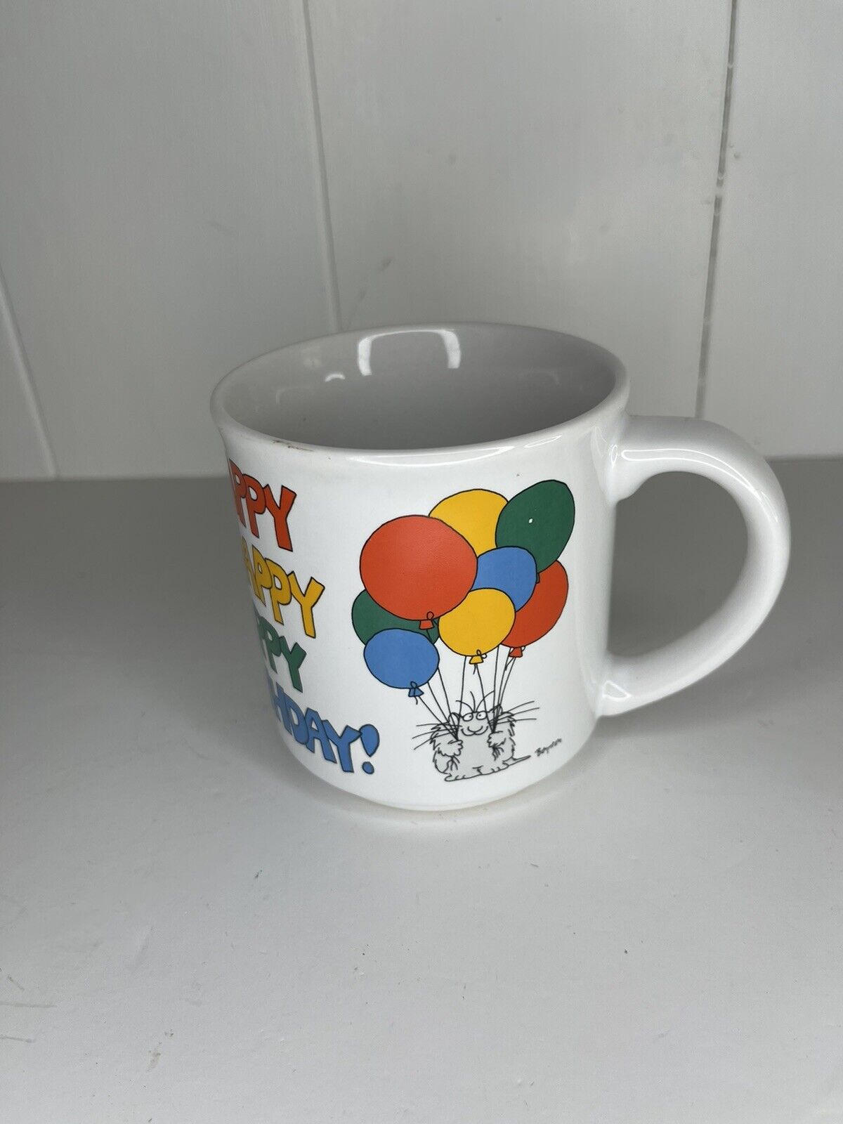 Vintage Sandra Boynton Happy Birthday Mug Cat With Balloons