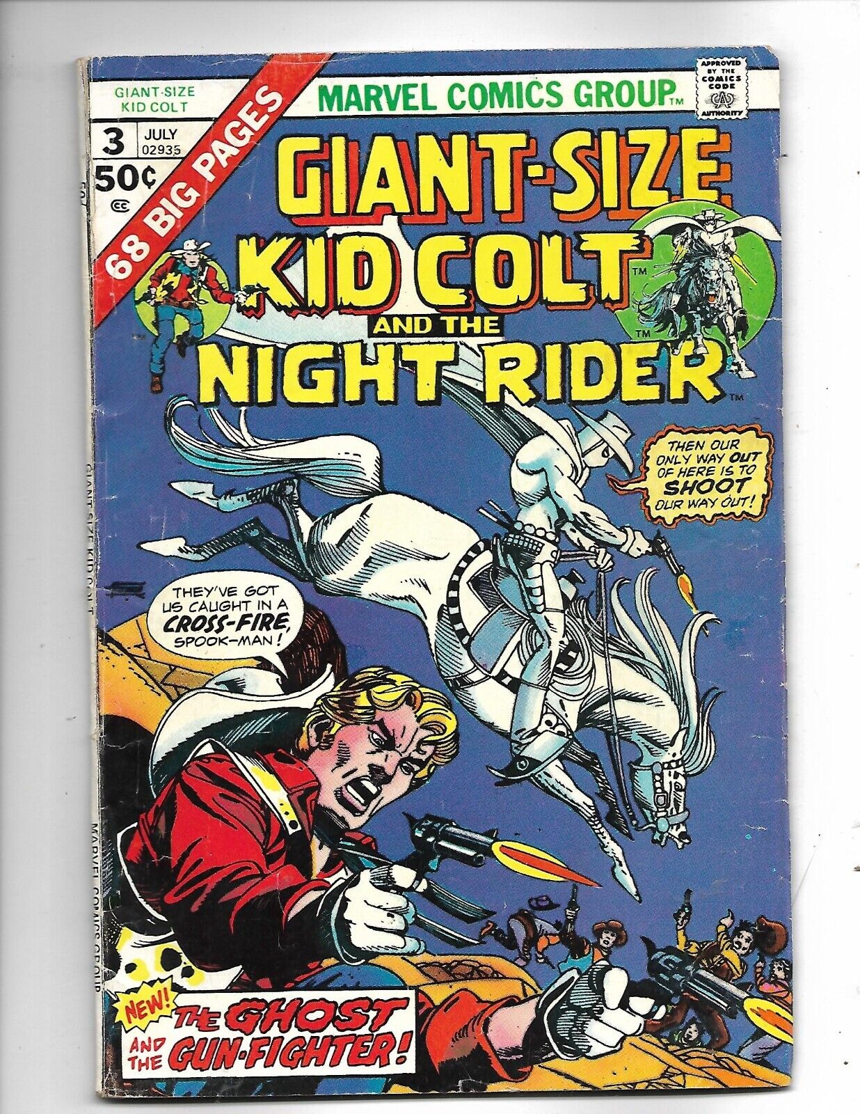 Marvel Comics 1975 Giant-Size Kid Colt & The Night Rider #3 68 Big Pgs