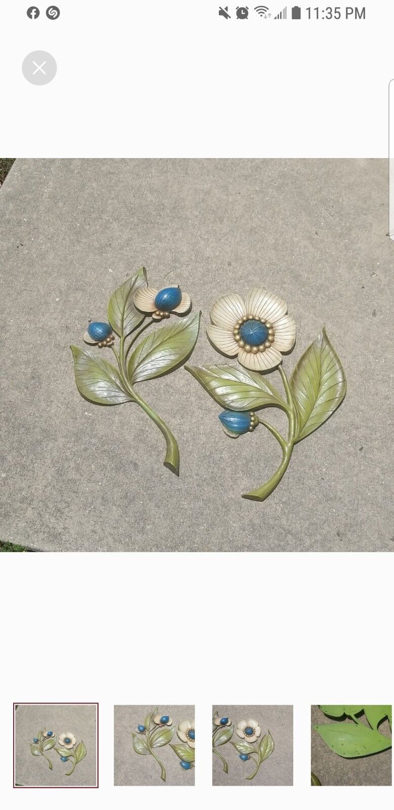 Vintage SYROCO blue And Green Poppy Flowers