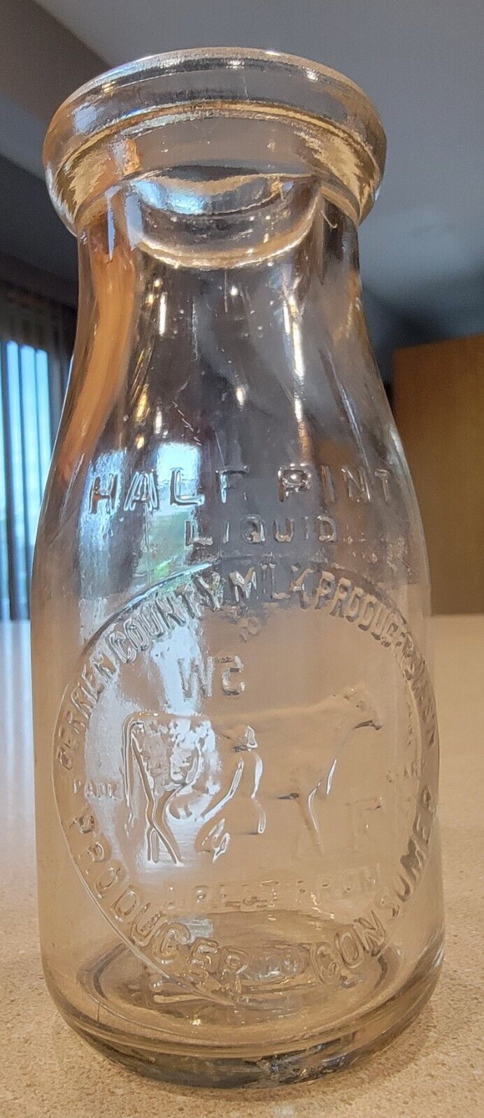 Vintage Berrien County Milk Producers Association Half Pint Milk Bottle