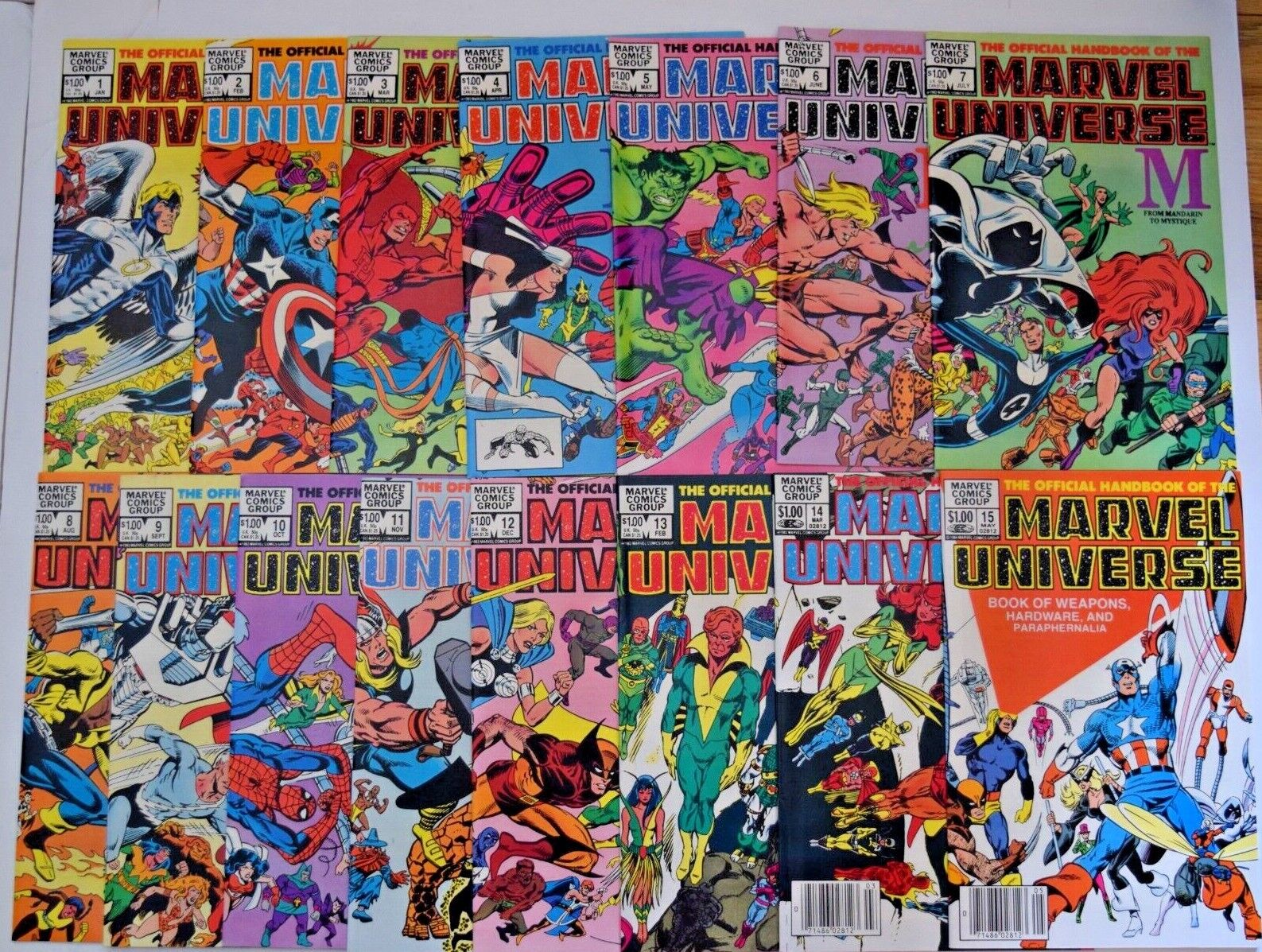 OFFICIAL HANDBOOK OF THE MARVEL UNIVERSE (1983) 15 ISSUE COMPLETE SET 1-15
