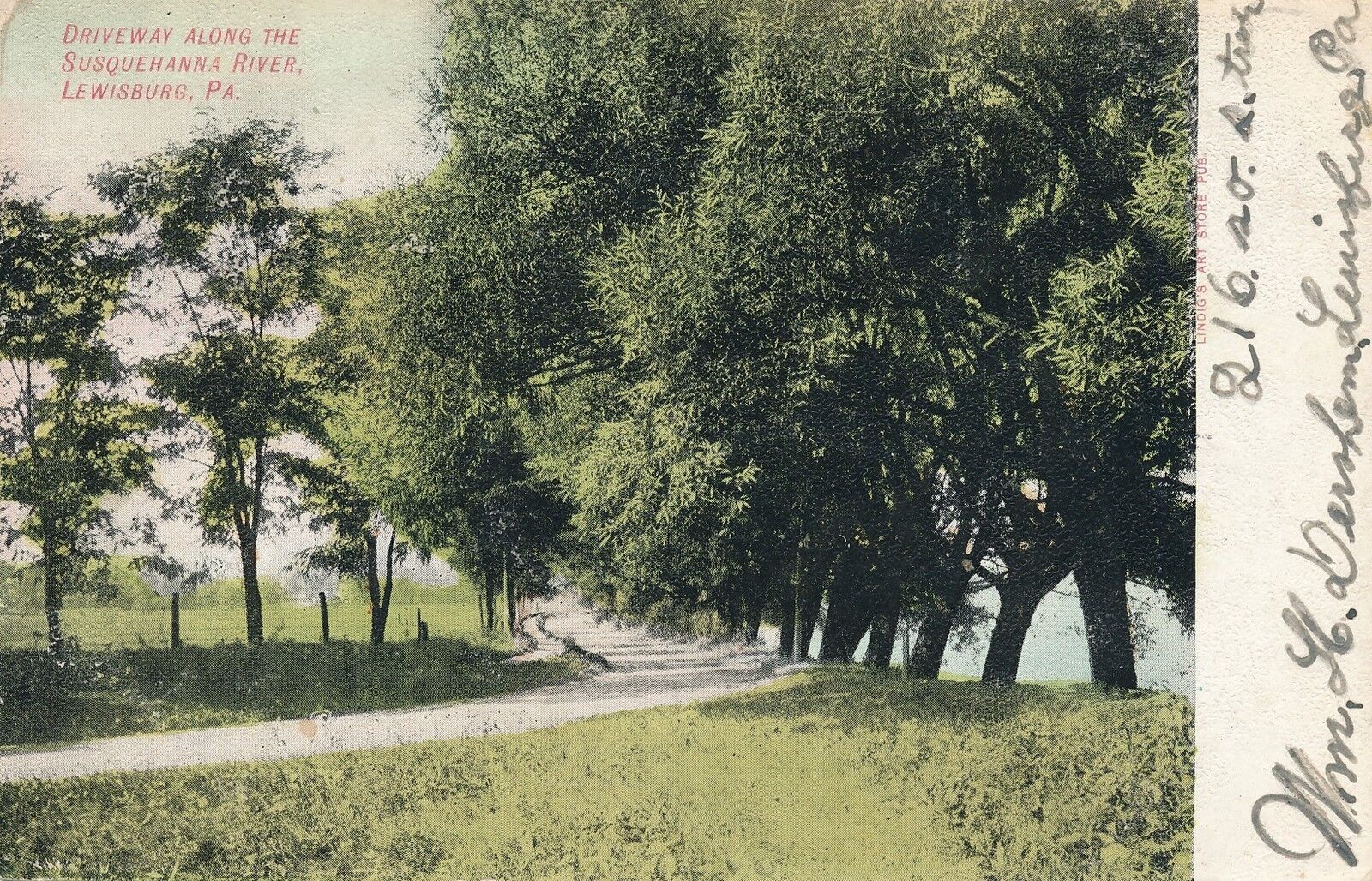 LEWISBURG PA – Driveway Along the Susquehanna River – udb - 1906