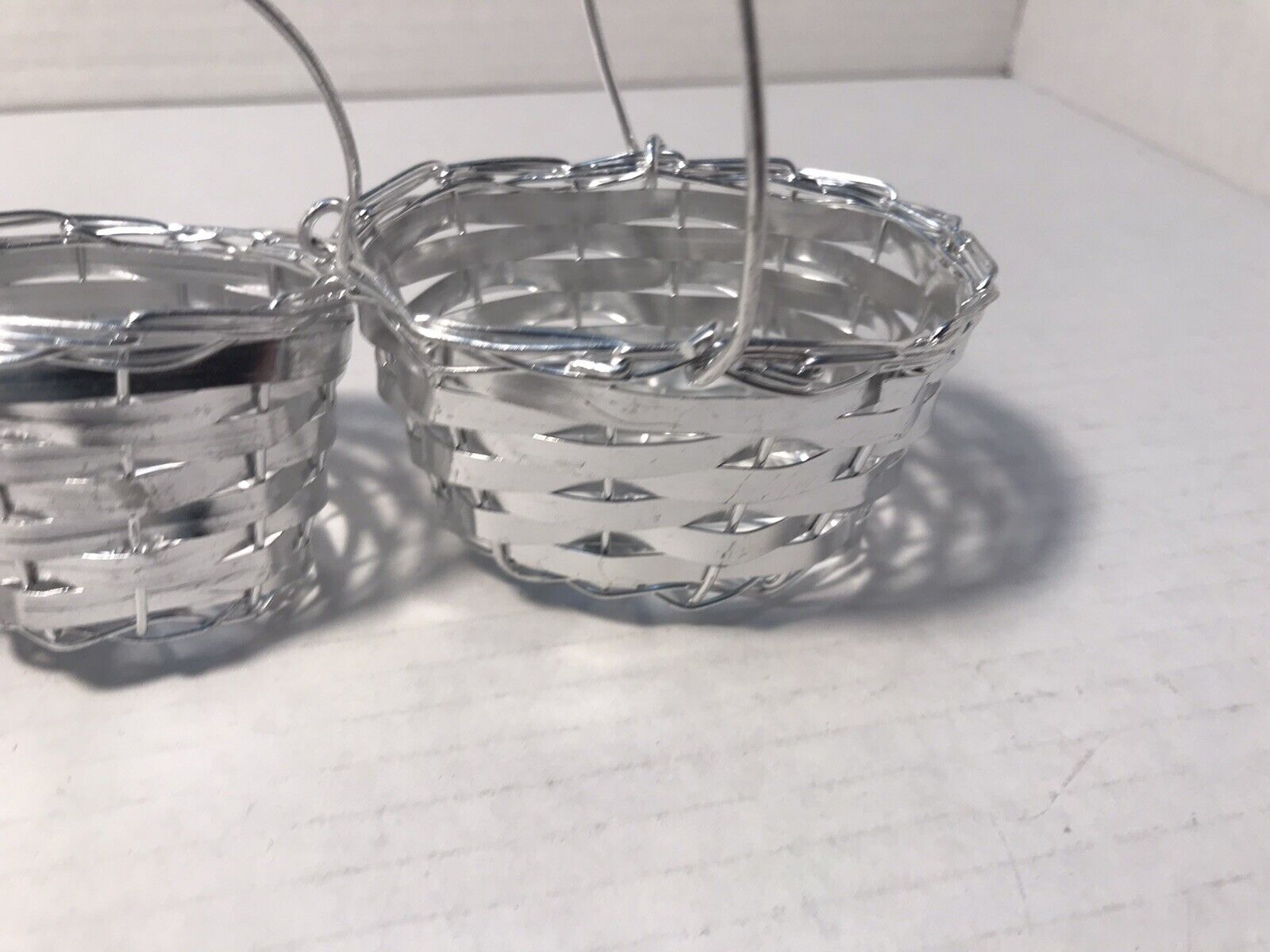 Baskets 4 Vintage Mini Miniature Wire Woven Gifts Metal Silver Colored