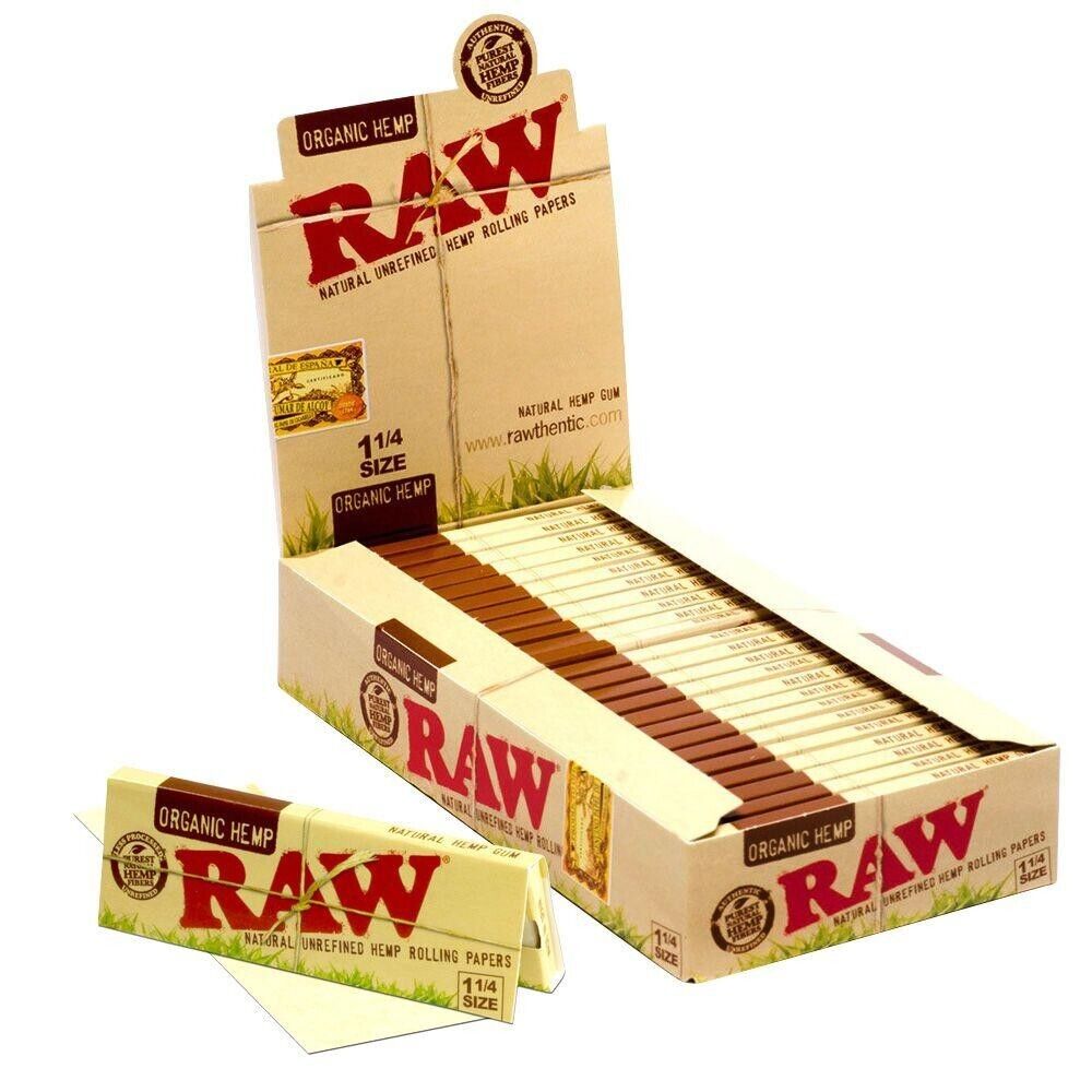 AUTHENTC  RAW  ORGANIC  1.25 ROLLING PAPERS 24x  1  1/4  full box