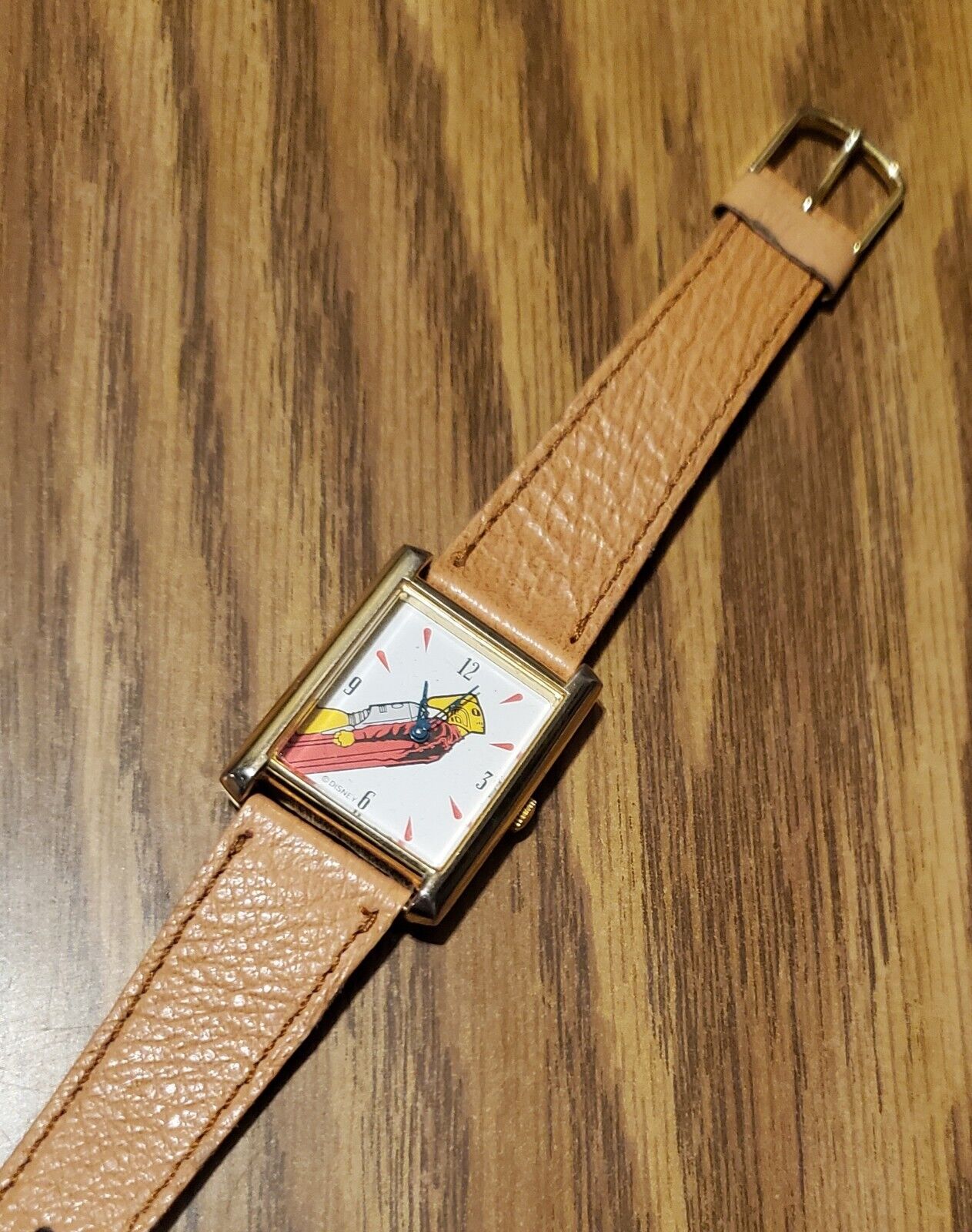 Vntg Disney Rocketeer Watch Limited Edition Tan Band with Gold Crown