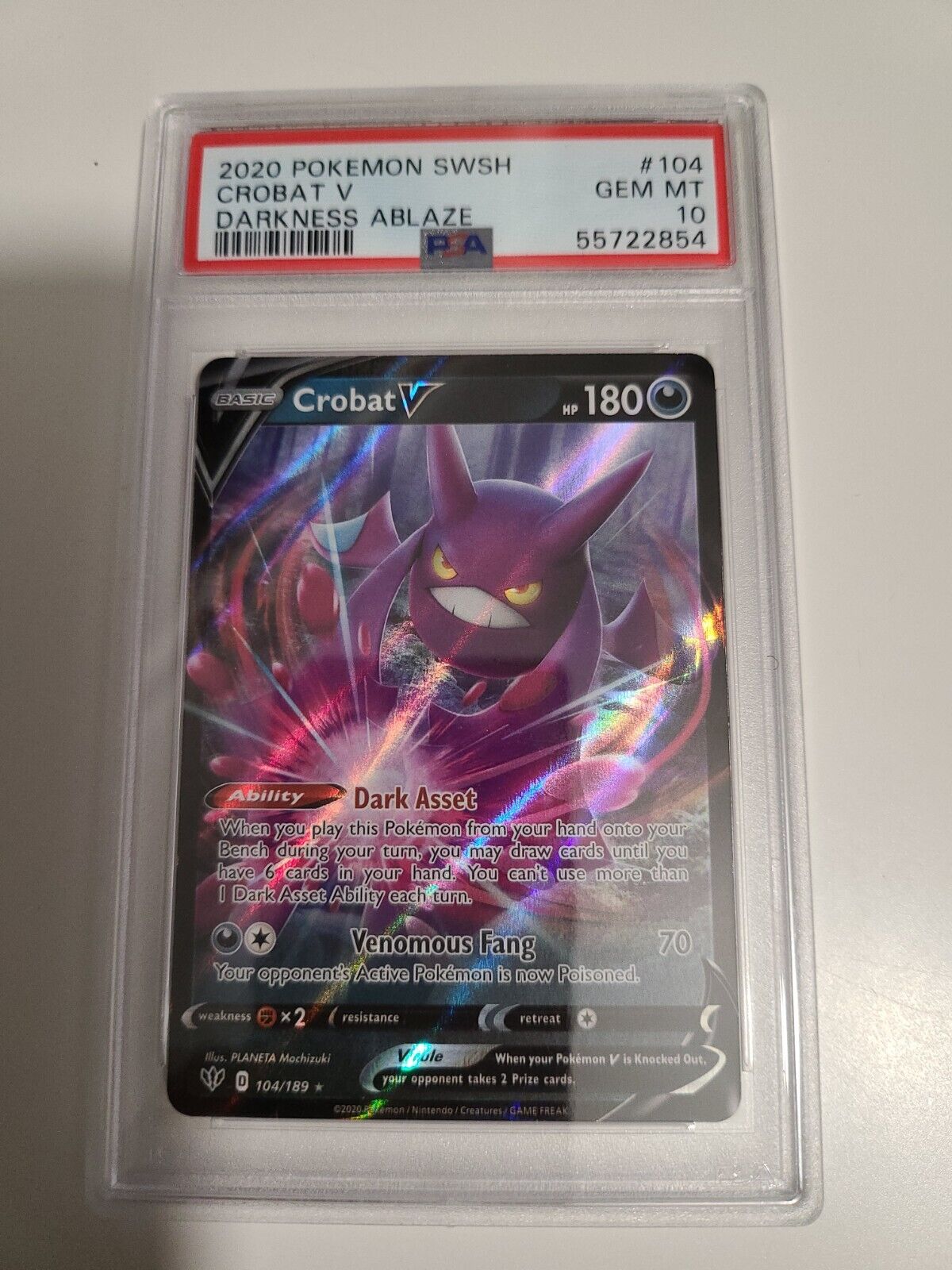Crobat V 104/189 ⭐️ PSA 10 ⭐️  gem mint Darkness Ablaze pokemon card NEW