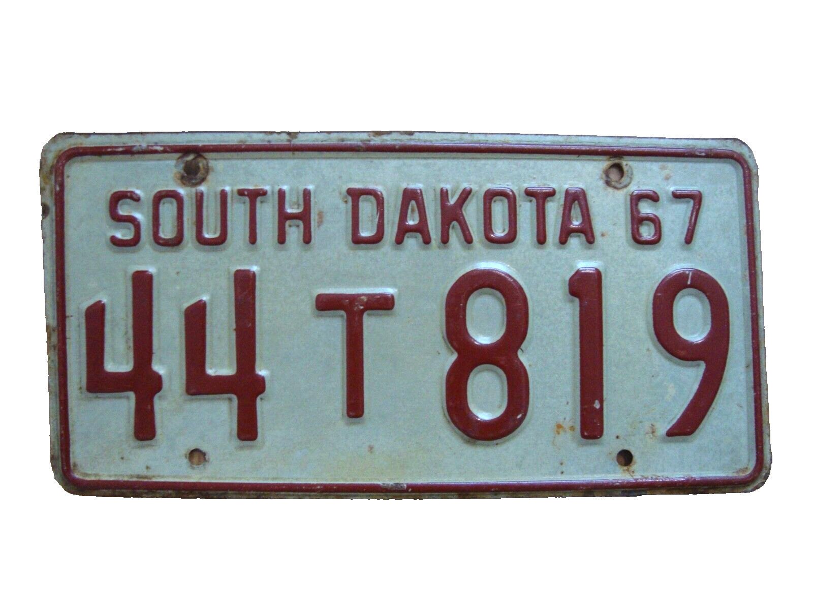1967 South Dakota Truck License plate in original condition 44T 819