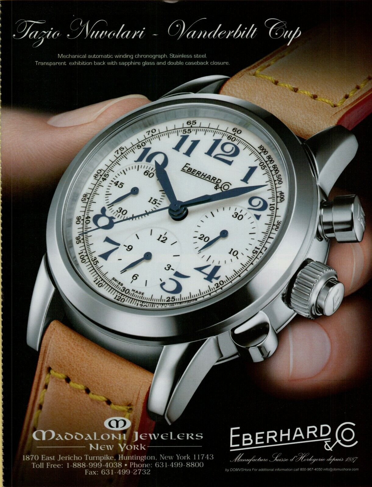 2006 Eberhard Tazio Nuvolari Vanderbilt Cup Steel Watch Photo Vintage Print Ad