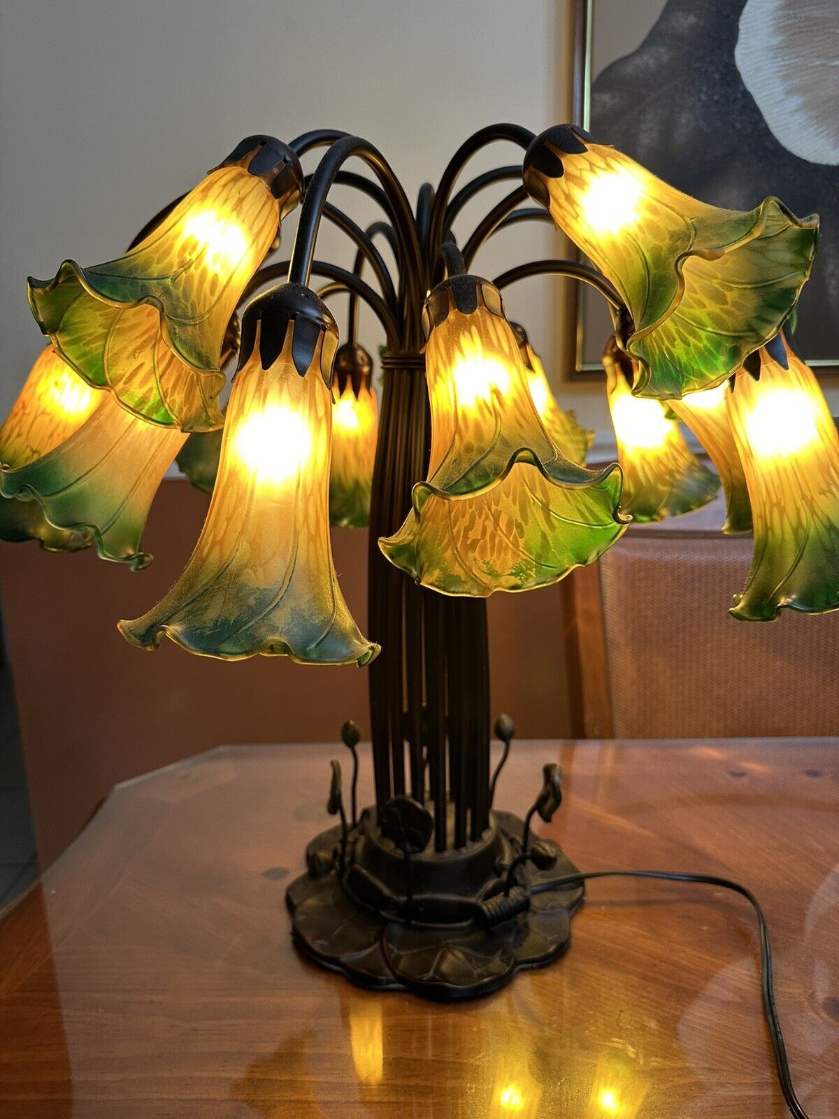 Tiffany Style Meyda 15 Tulip Bulb Lamp VINTAGE/ANTIQUE RARE