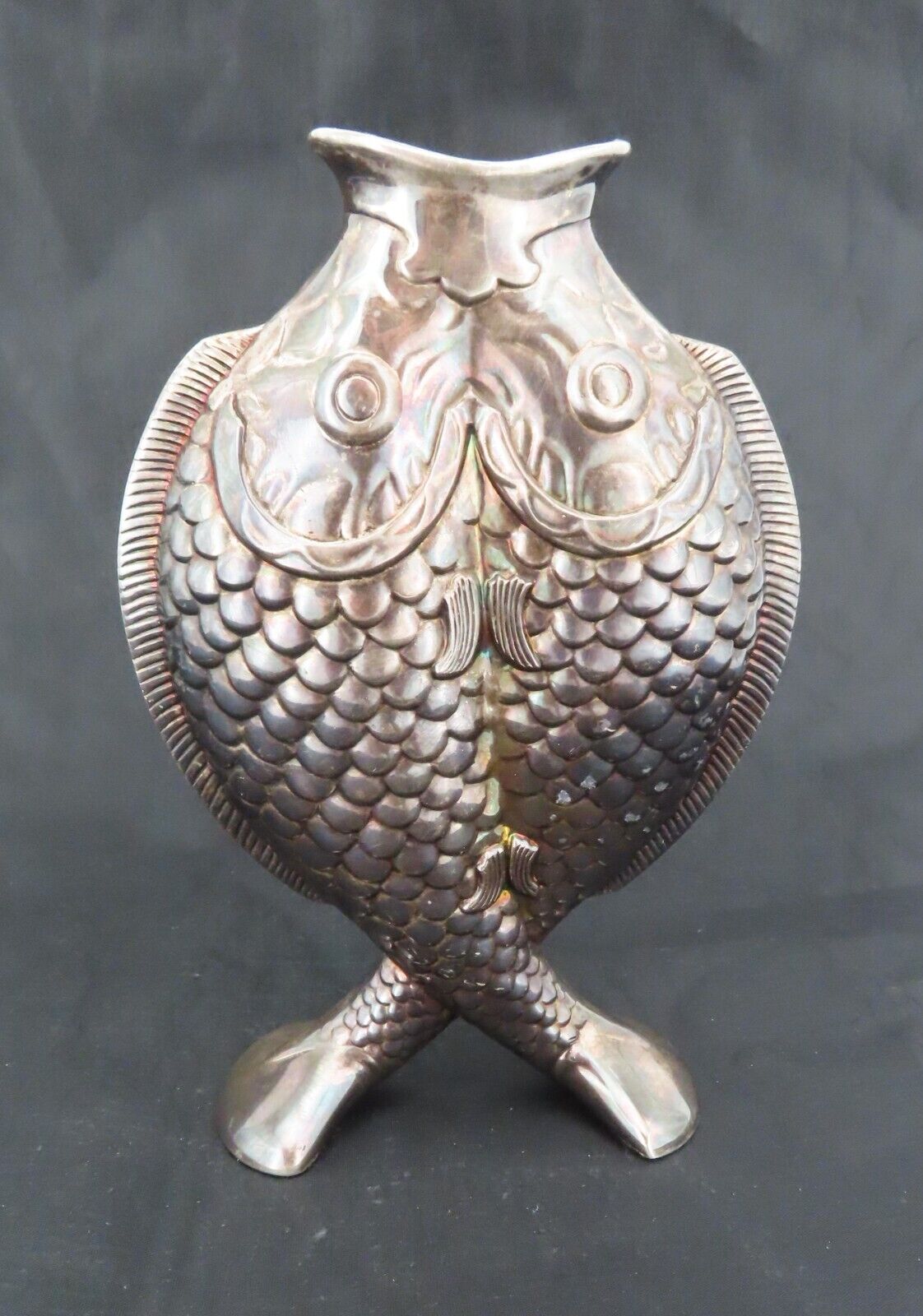 Rare Christofle Deux Poissons Silver Plated Bud Vase Two Fish Pisces France 5.5\