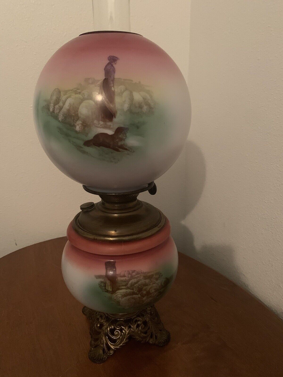 antique Kerosene Gone With The Wind Lamp