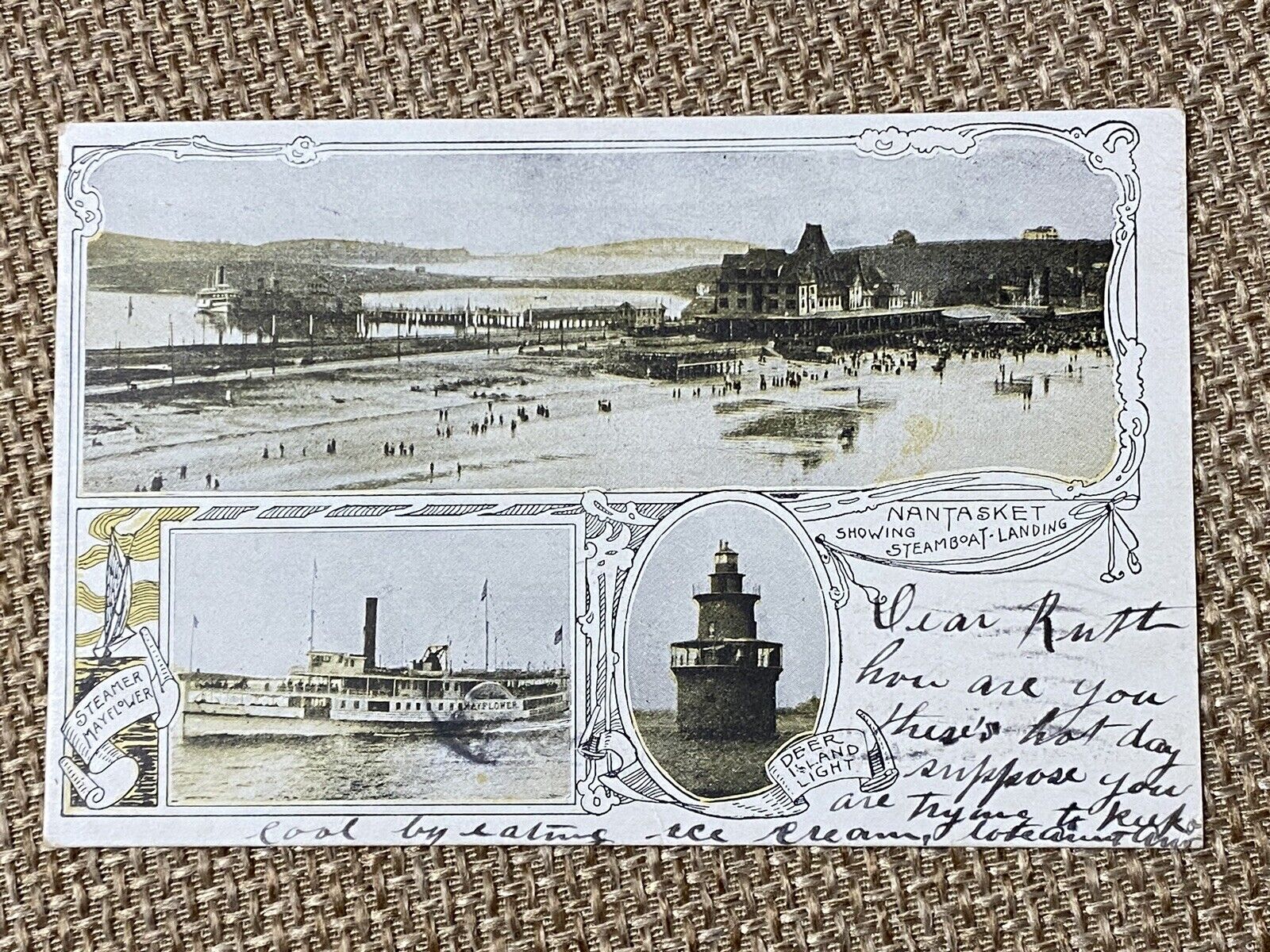 Steamer Mayflower Deer Island Lighthouse Nantasket MA 1906 Postcard UNDIVIDED