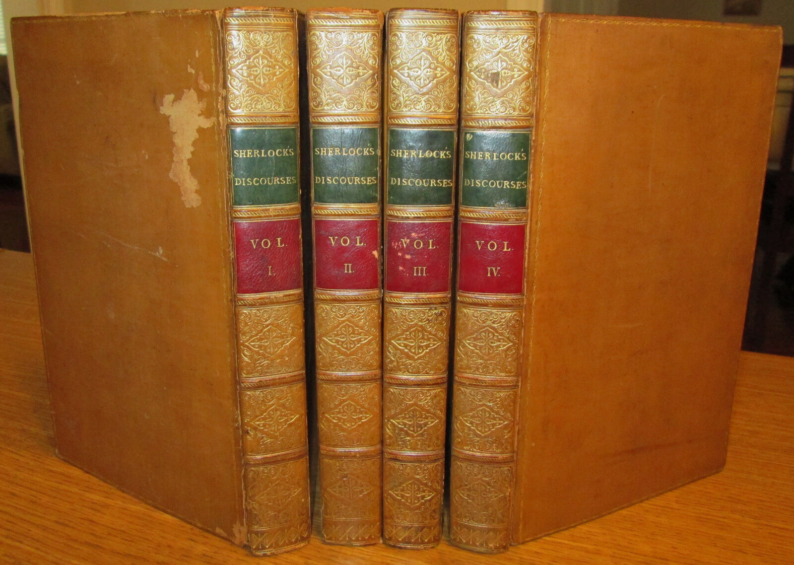Sherlock\'s Discourses; Thomas Sherlock; 4 Vol. Set; Leather, 1811; 