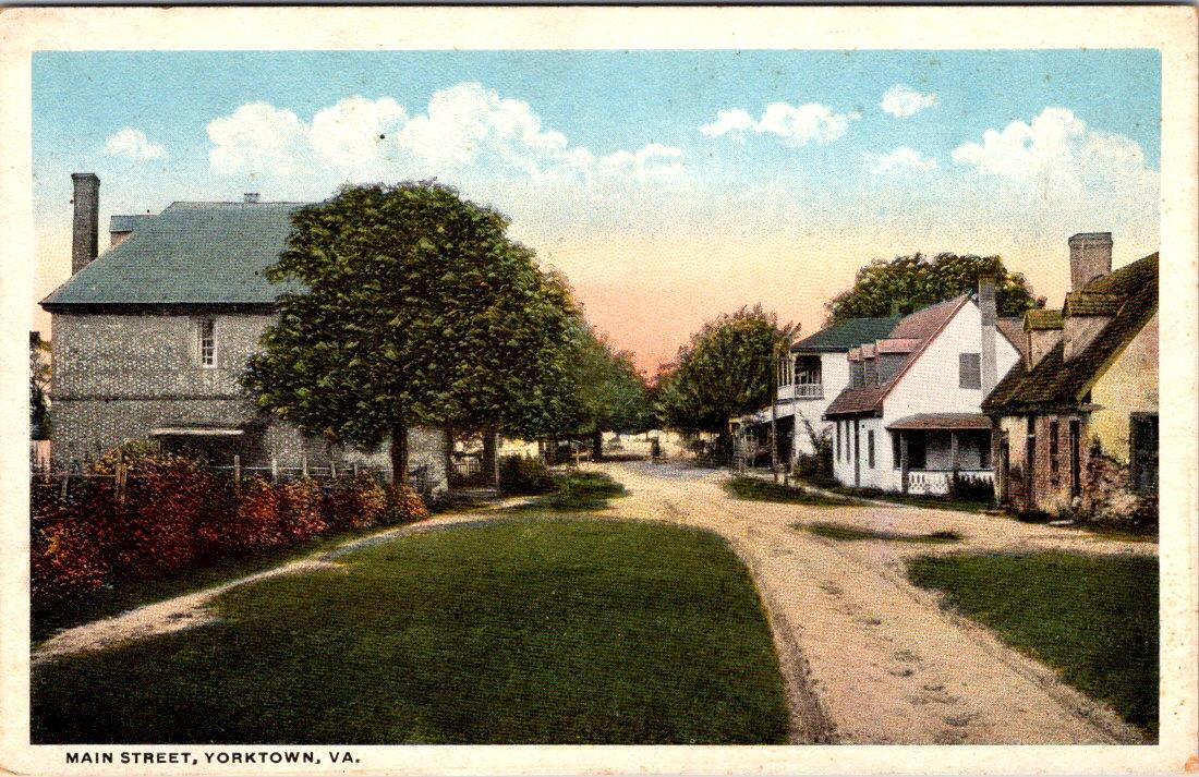 Yorktown, VA Virginia  MAIN STREET SCENE  Dirt Road~Homes  ca1920\'s Postcard