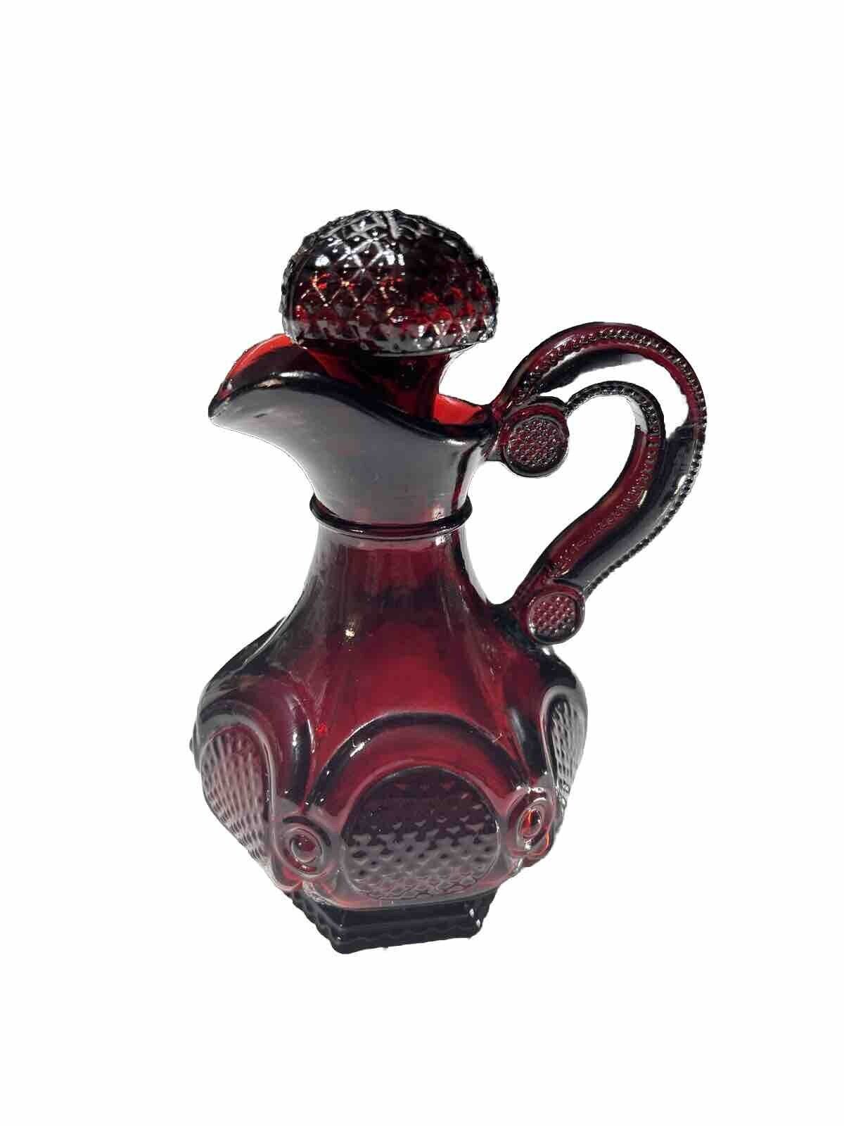 Avon 1876 Cape Cod Collection Ruby Red Cruet with Stopper 5.5\