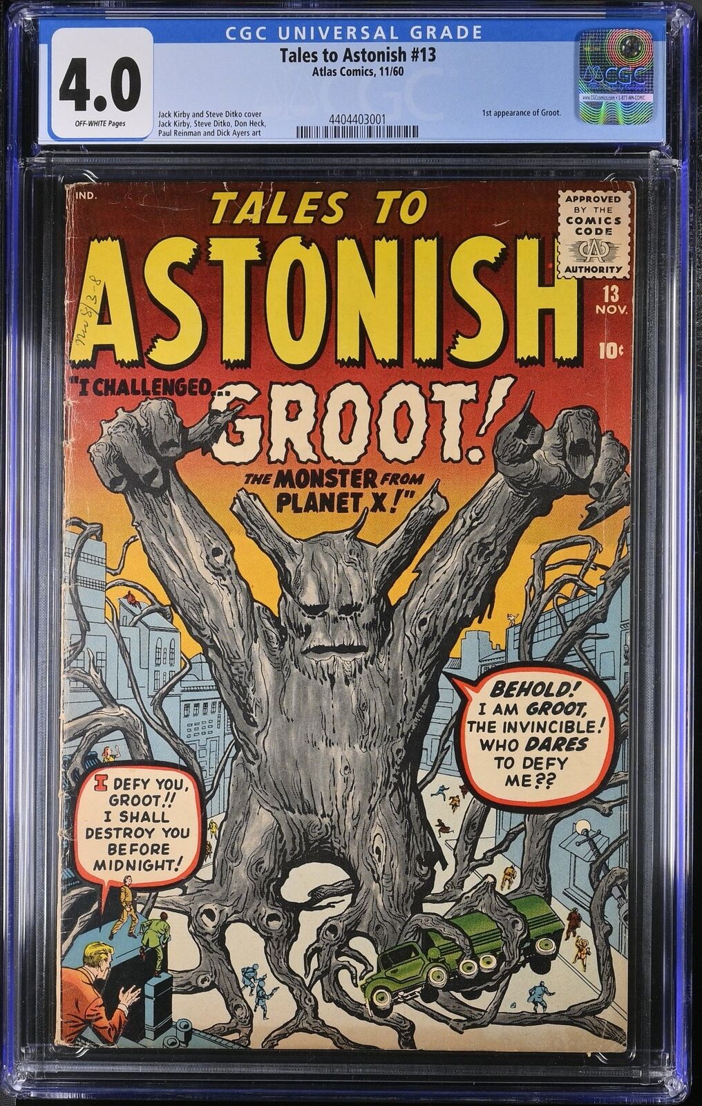 Tales To Astonish #13 CGC VG 4.0 Off White 1st Groot Guardians of the Galaxy