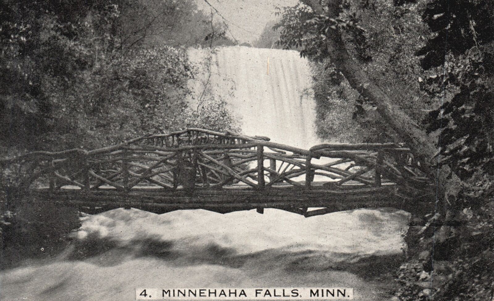 Vintage Postcard 1909 Minnehaha Falls and Bridge Tourist Attraction Minnesota MN