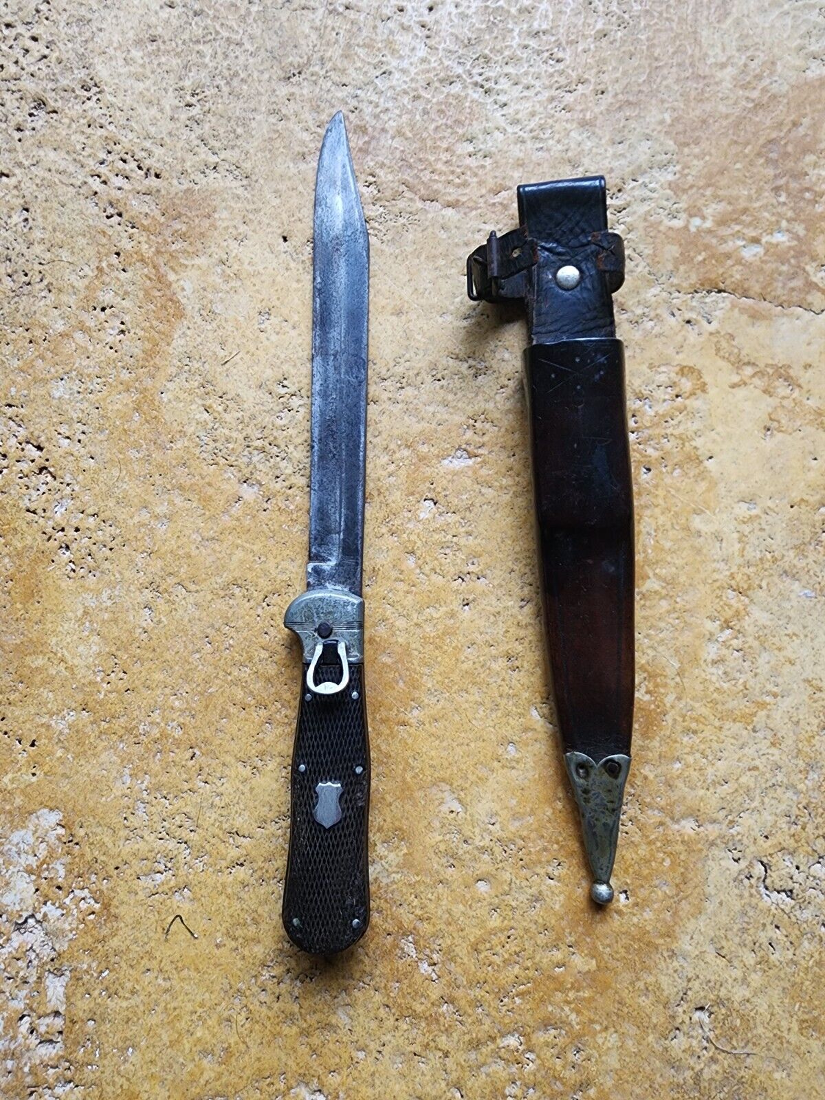 Rare Vintage Hunter Hunters Pal Hunting Folding Knife With Sheath
