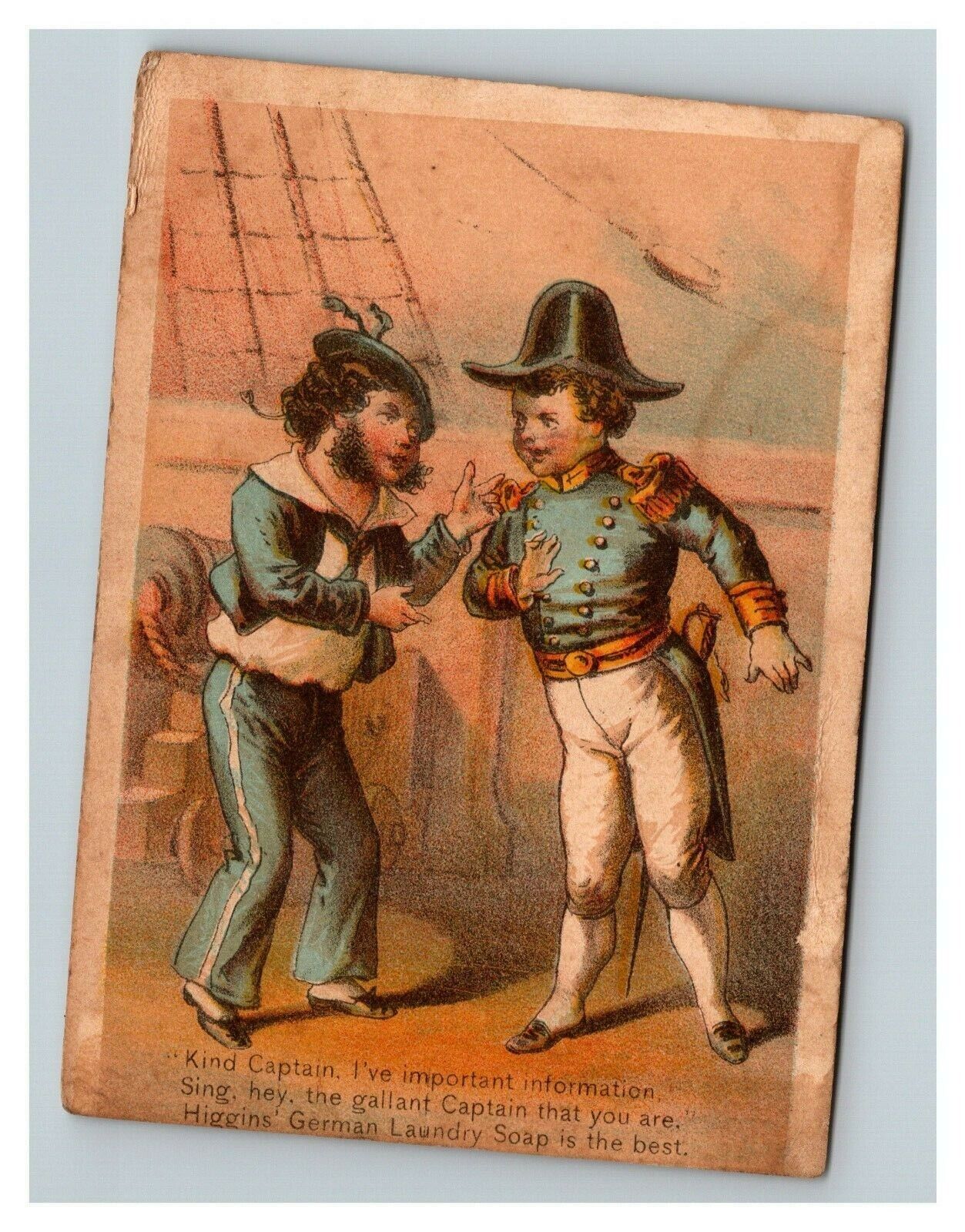 Vintage 1880's Victorian Trade Card - Higgins German Laundry Soap - Boy Sailors