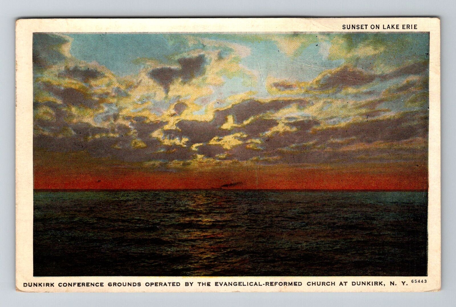 Dunkirk, NY-New York, Dunkirk Conference Grounds Sunset c1936, Vintage Postcard