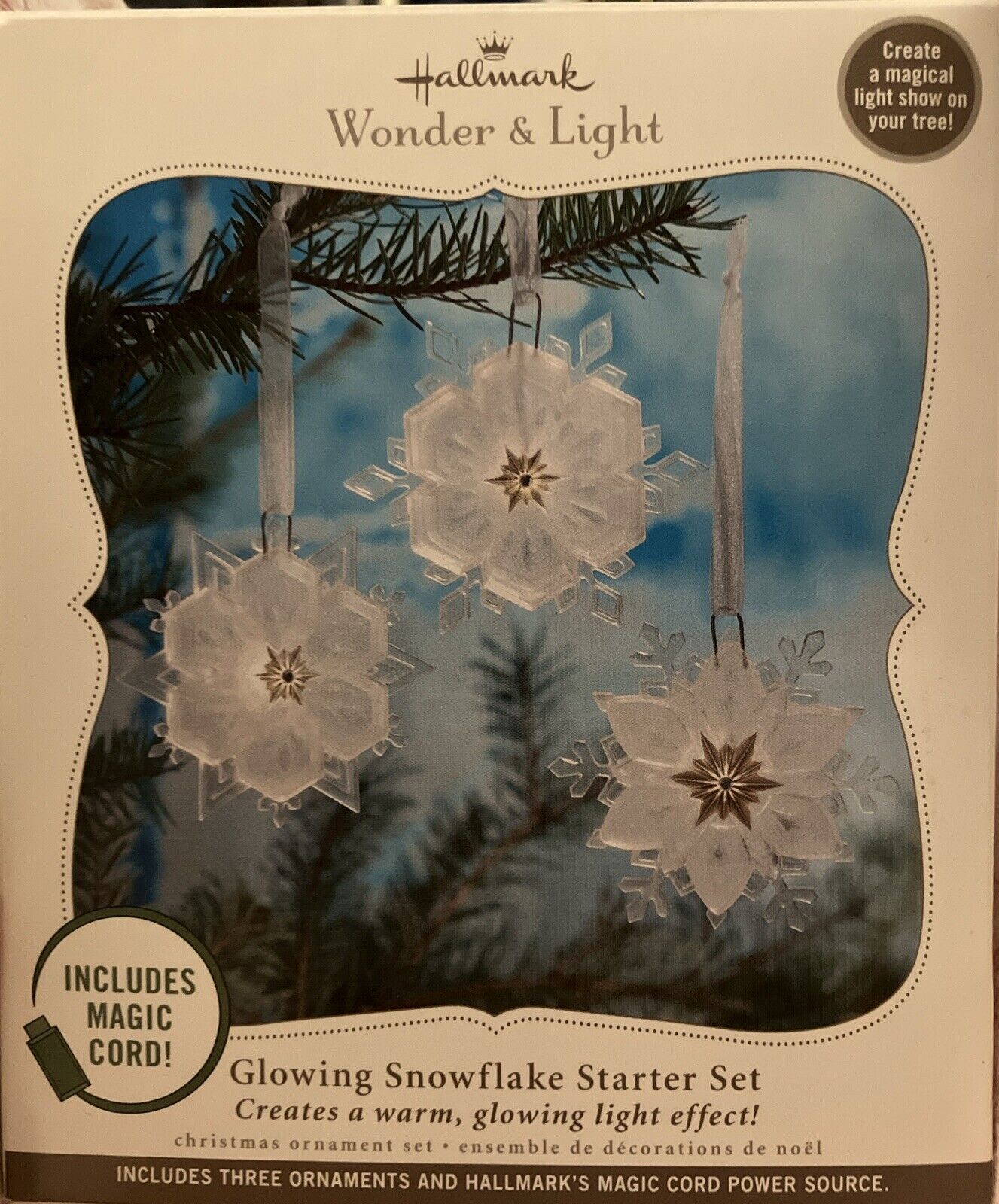 2010 Hallmark Wonder & Light - Glowing Snowflake Starter Set - NEW IN BOX