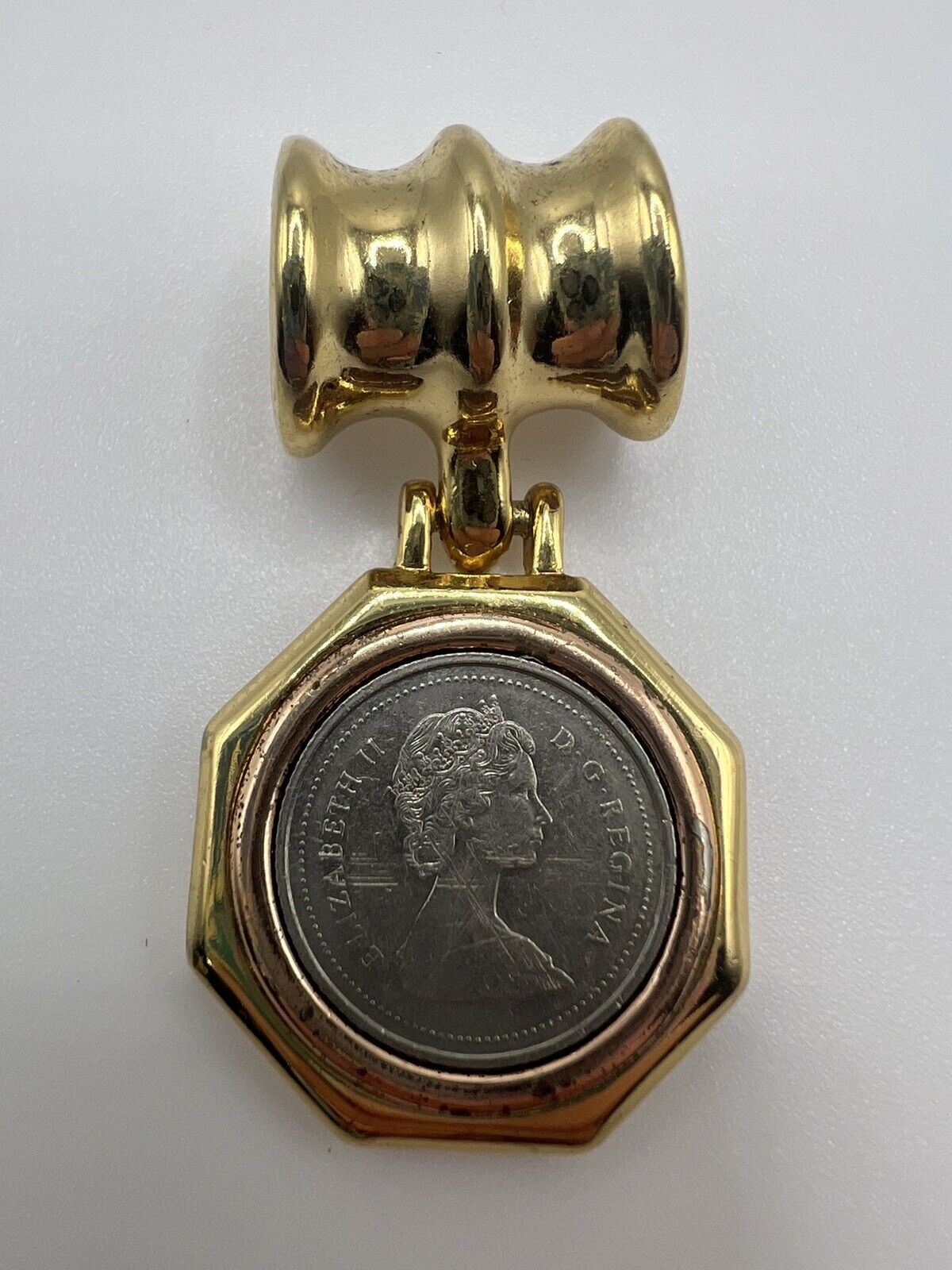 Vtg Queen Elizabeth II Coronation Year 1953 Coin Pendant British Royalty
