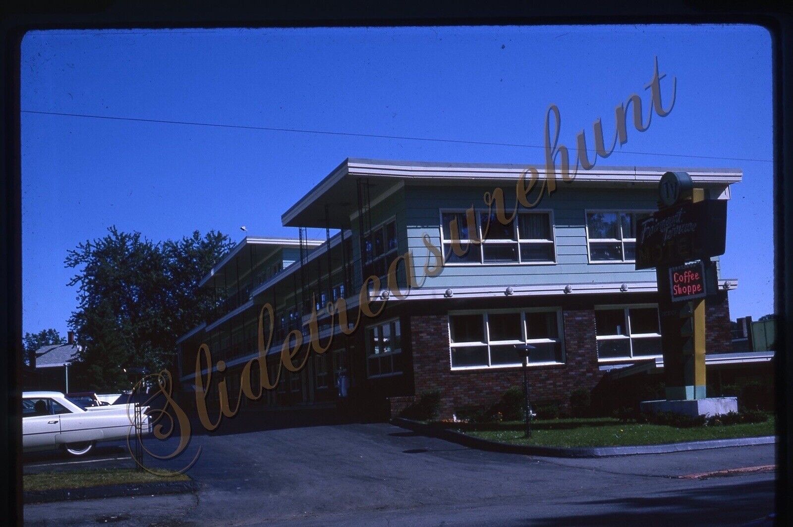 Bangor Maine Motel Sign 35mm Slide 1960s Kodachrome Car