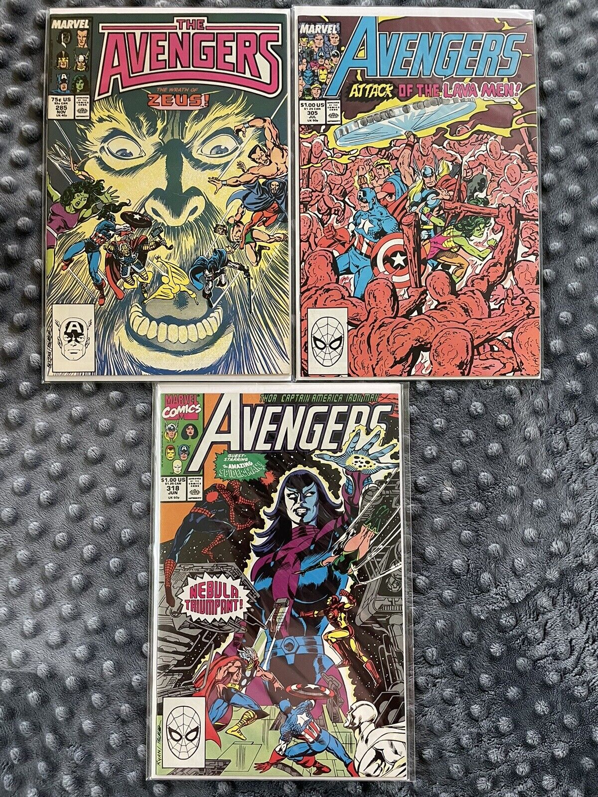 Avengers Mixed Lot (#285, #305, #318) Marvel 1987-1990