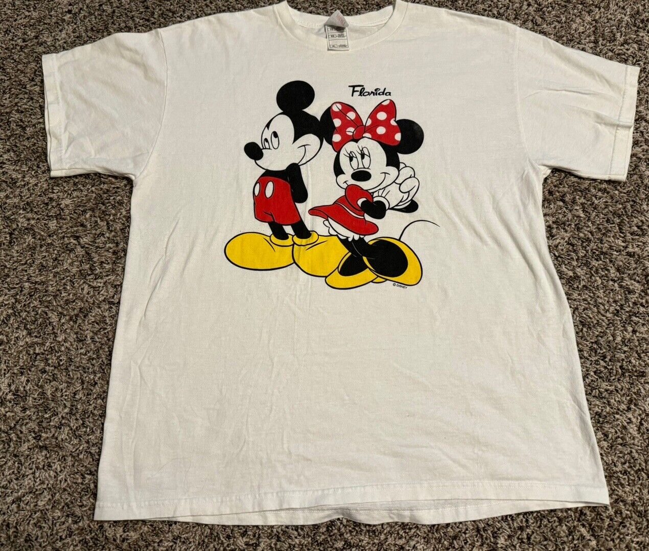 Disney Mickey Minnie Shirt White Vintage T-Shirt,Florida,USA,RARE,XL