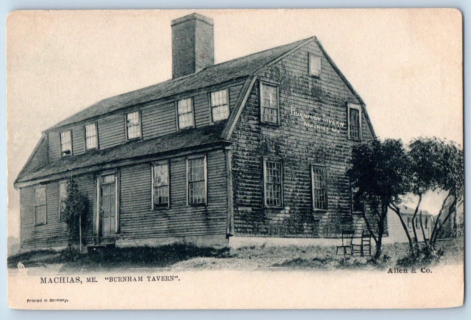 Machias Maine Postcard Burnham Tavern Exterior Building c1905 Raphael Tuck Sons