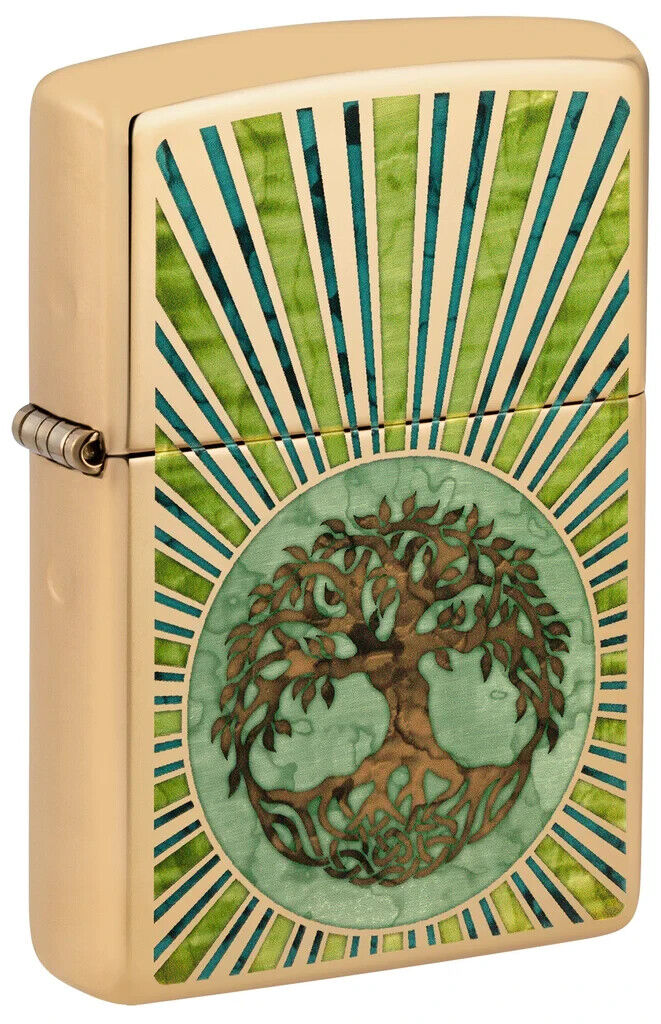 Zippo 48391, Tree of Life Design, HP Brass Fusion Lighter, (PL) Pipe Insert