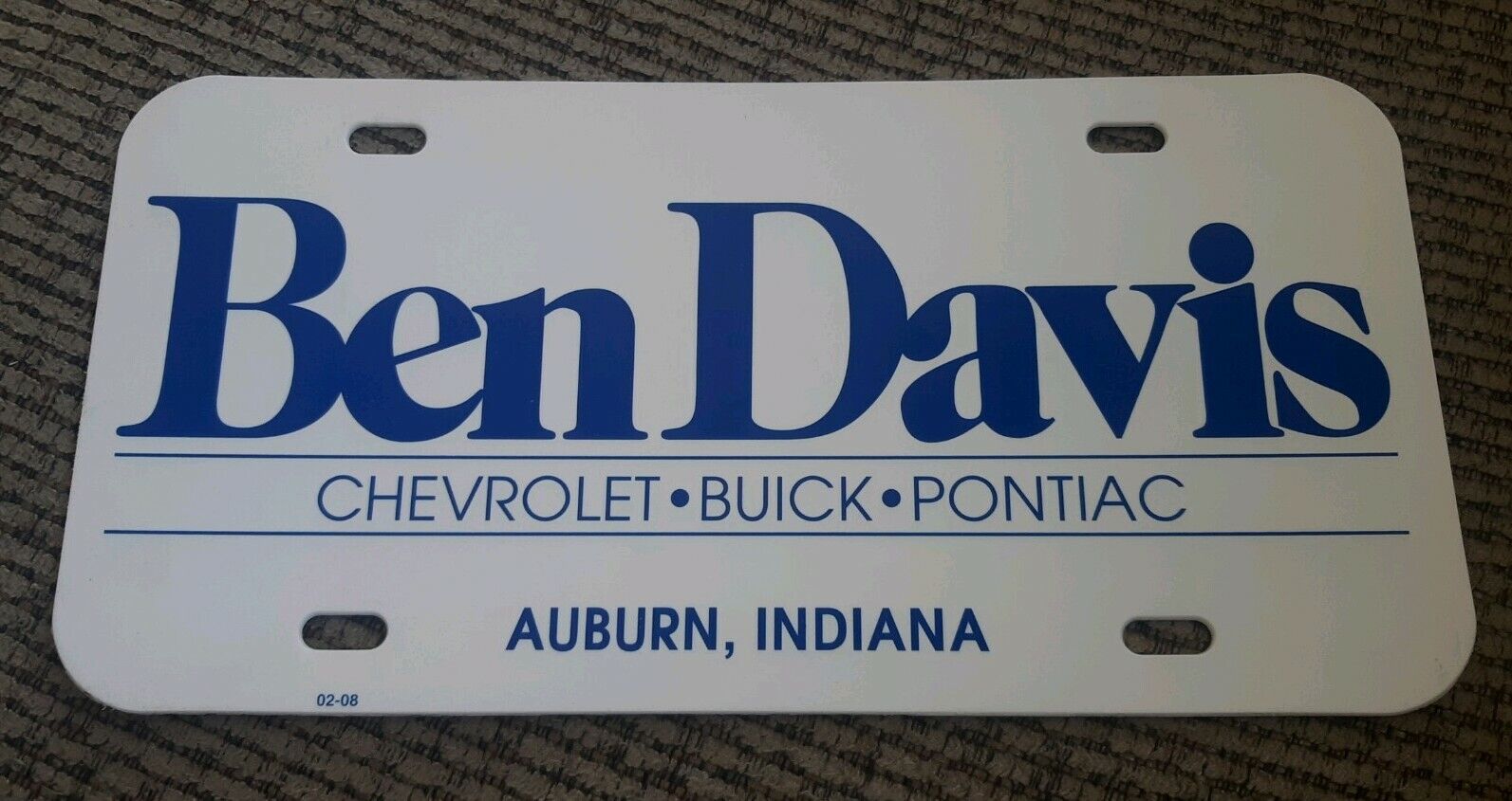 BEN DAVIS Chevrolet BUICK PONTIAC chevy car Dealer License plate AUBURN INDIANA 