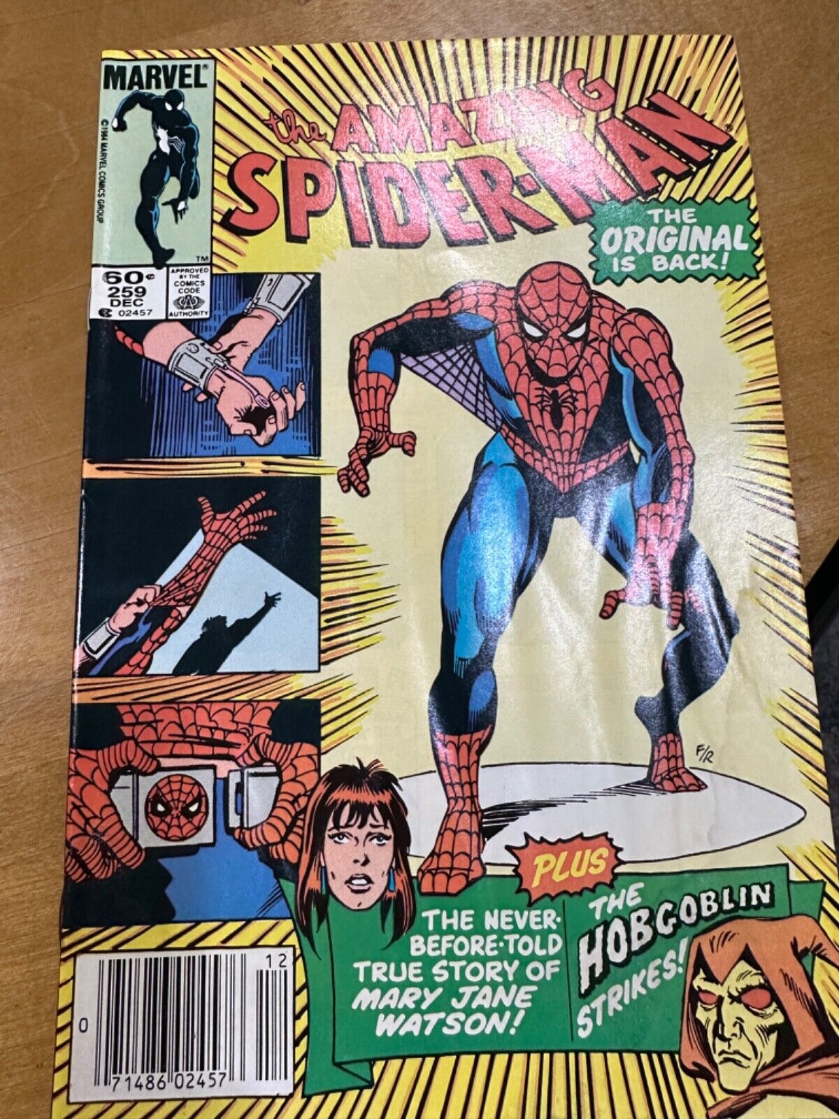 THE AMAZING SPIDER-MAN 259 VF-SLIGHT MOLD ON BACK COVER