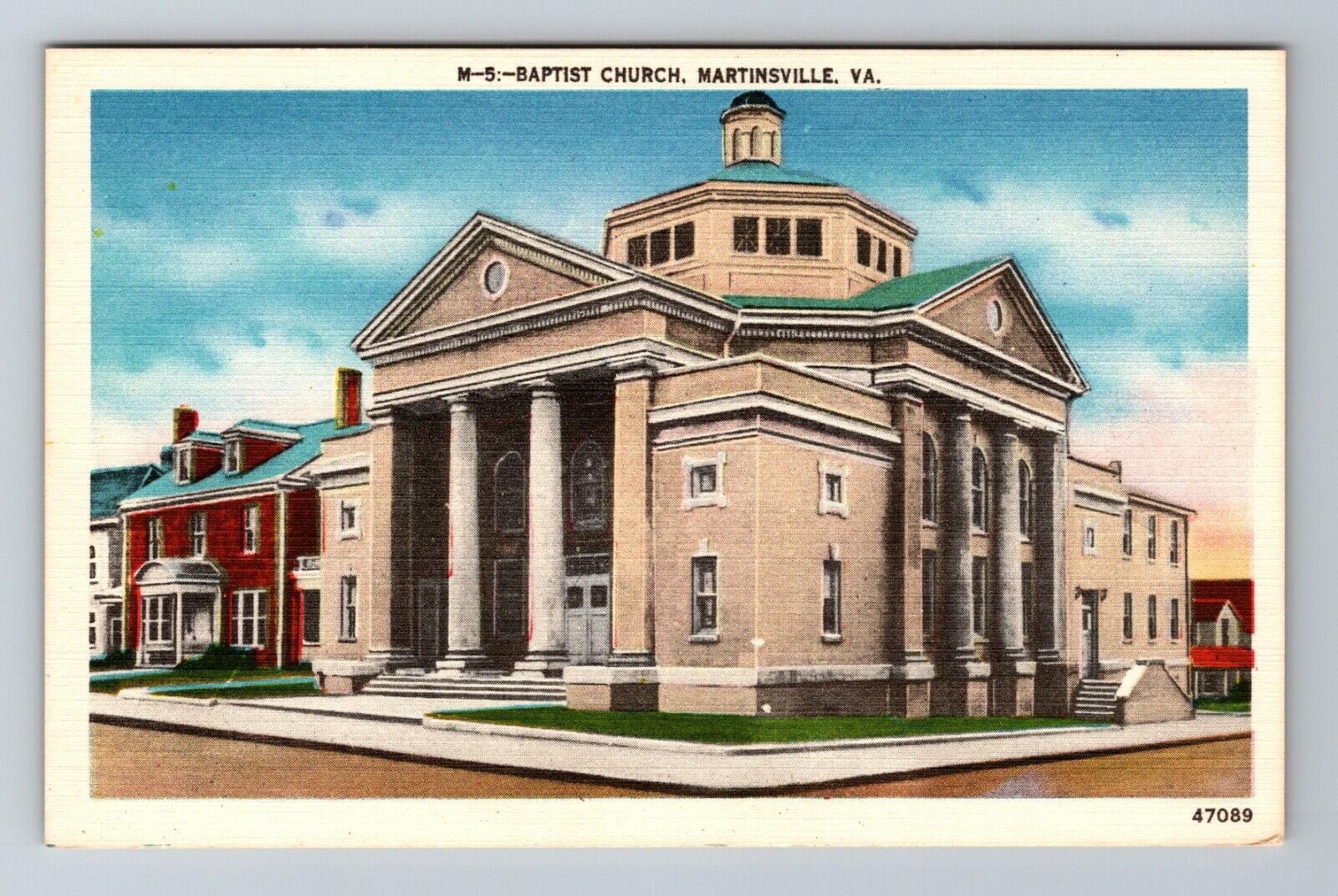 Martinsville VA-Virginia, Baptist Church Vintage Souvenir Postcard