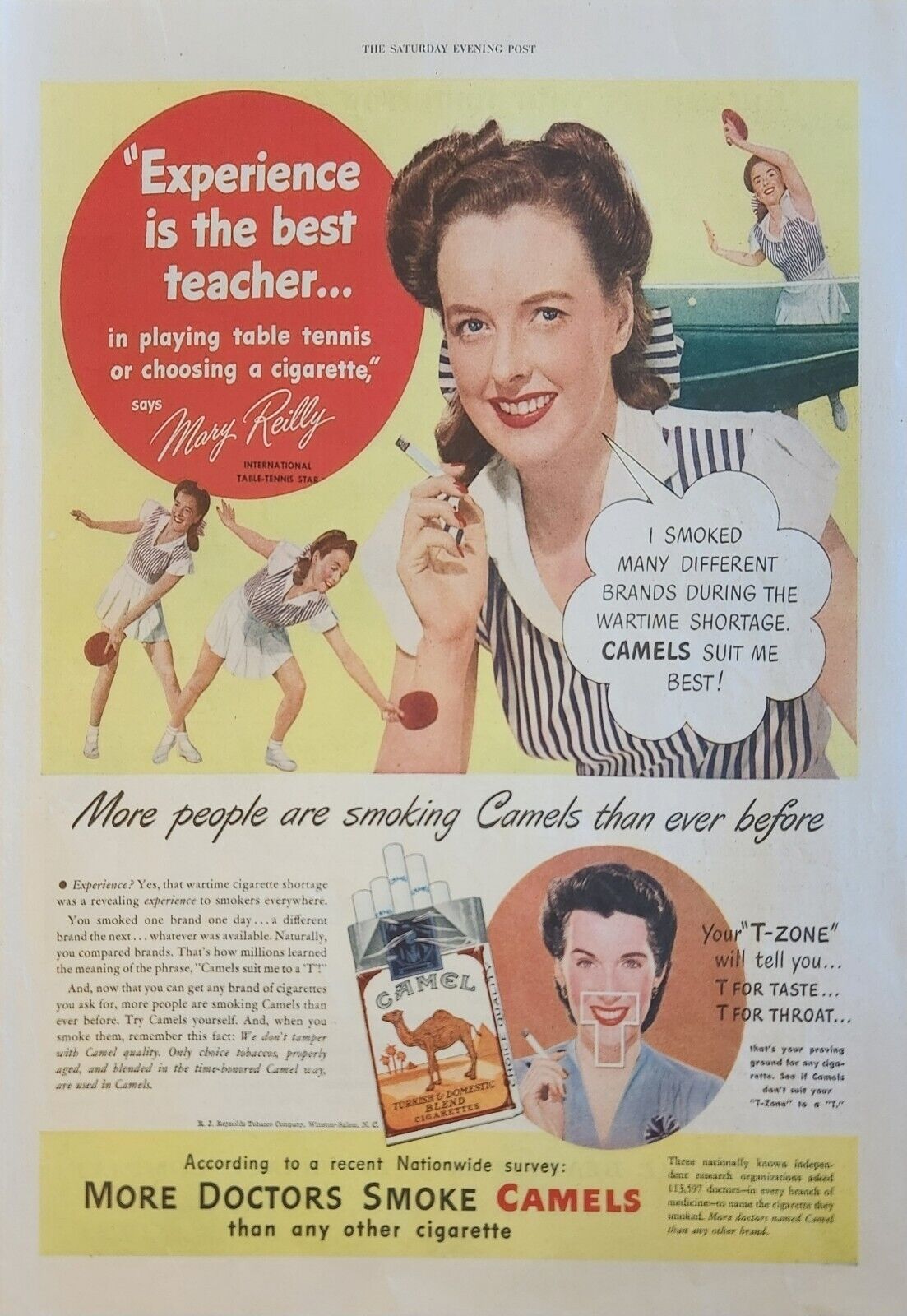 1947 Camel Cigarettes Vintage Ad Experience is the best teacher Mary Reilly 323 