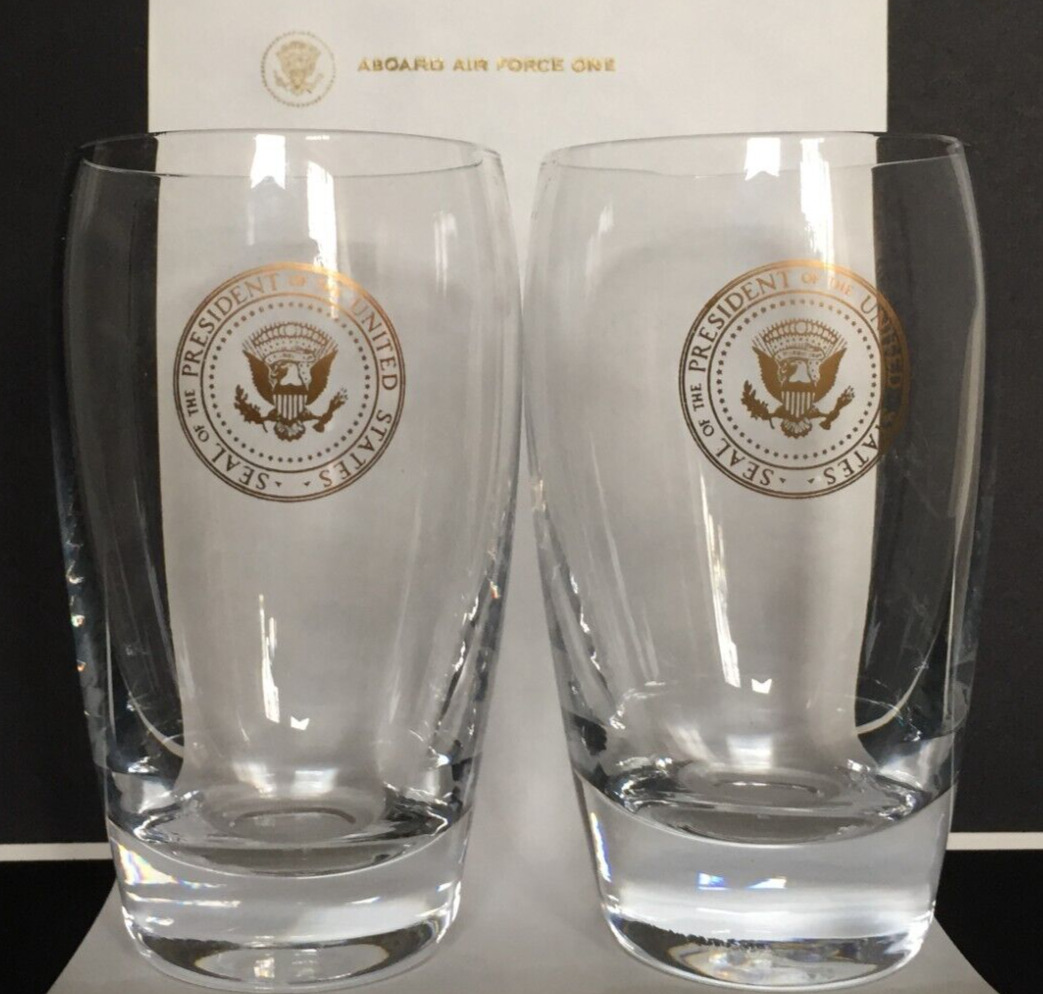 PRESIDENT JOHN F KENNEDY -RARE 'AIR FORCE ONE' JUICE GLASSES- WHITE HOUSE-ISSUE